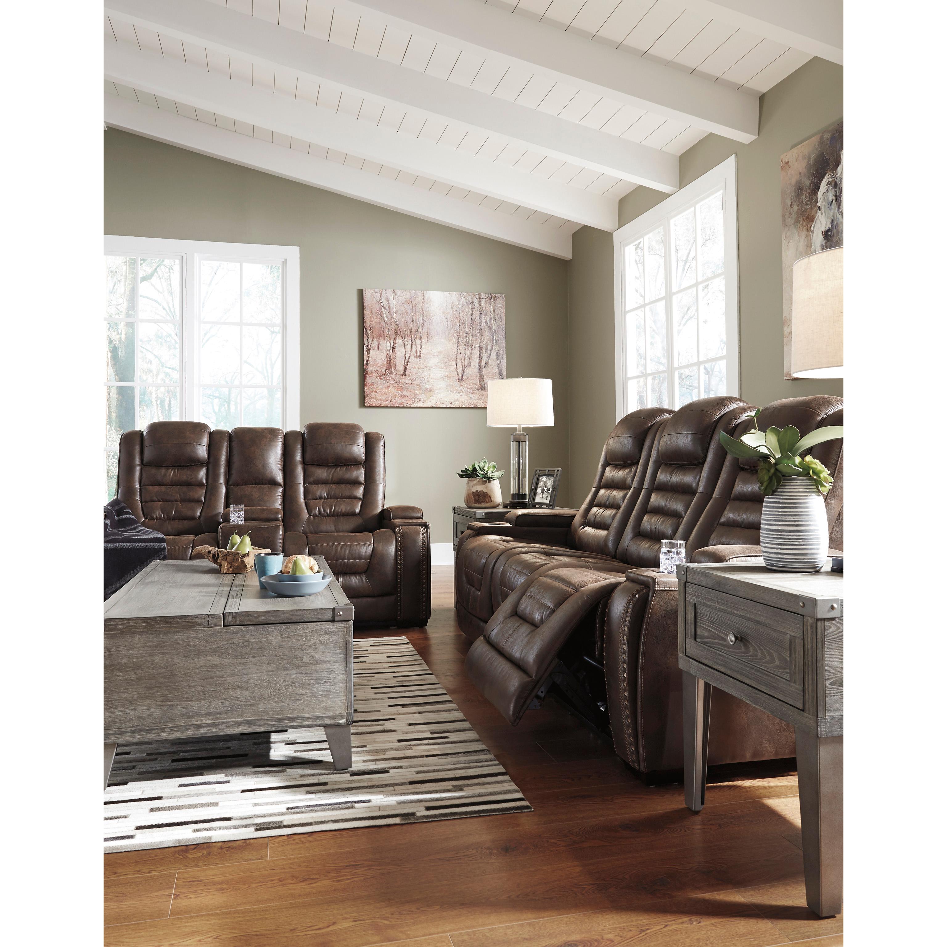 Signature Design by Ashley Game Zone 3850118C Power Reclining Loveseat w/ Console and ADJ Headrest IMAGE 14