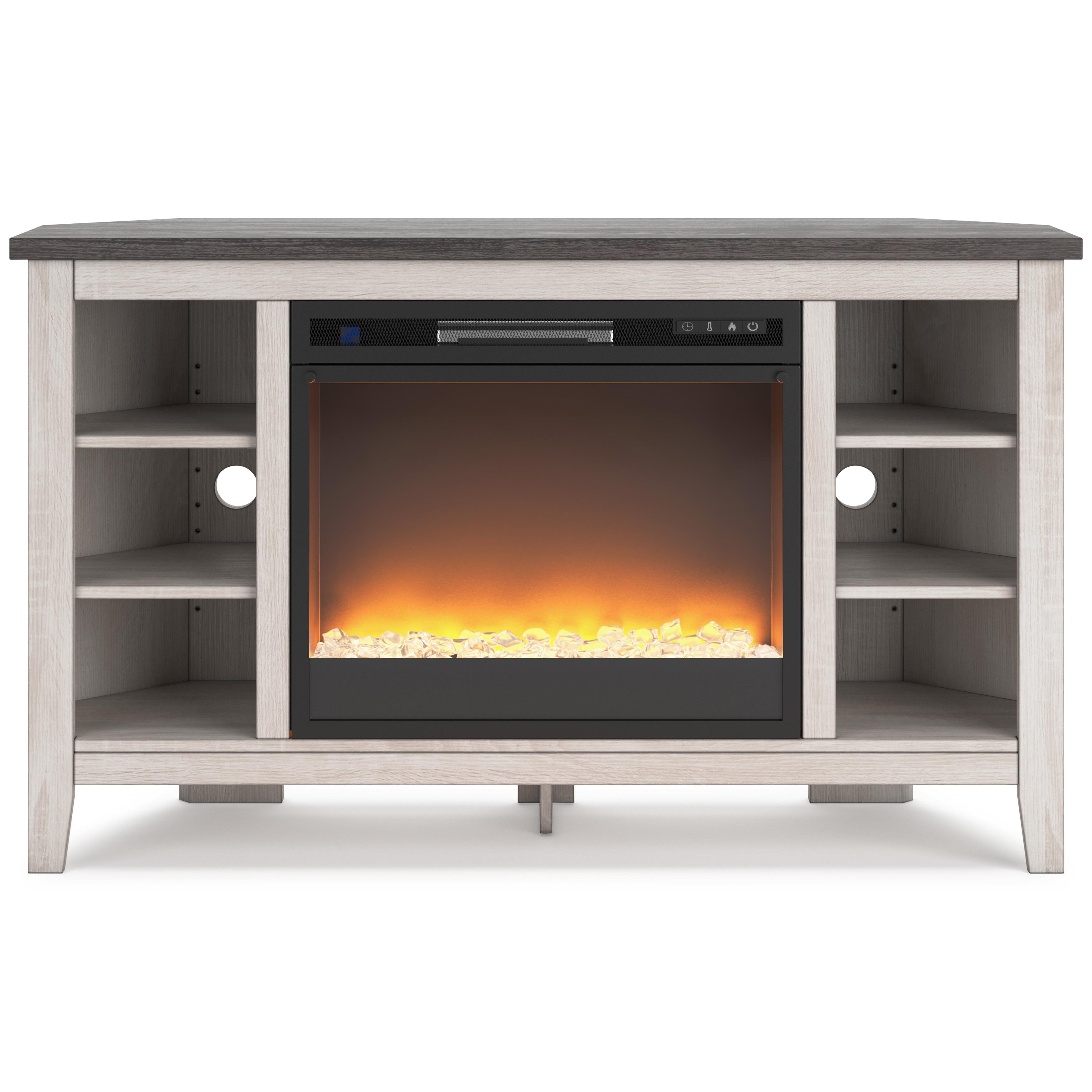 Signature Design by Ashley Dorrinson W287W5 Corner TV Stand with Electric Fireplace IMAGE 2