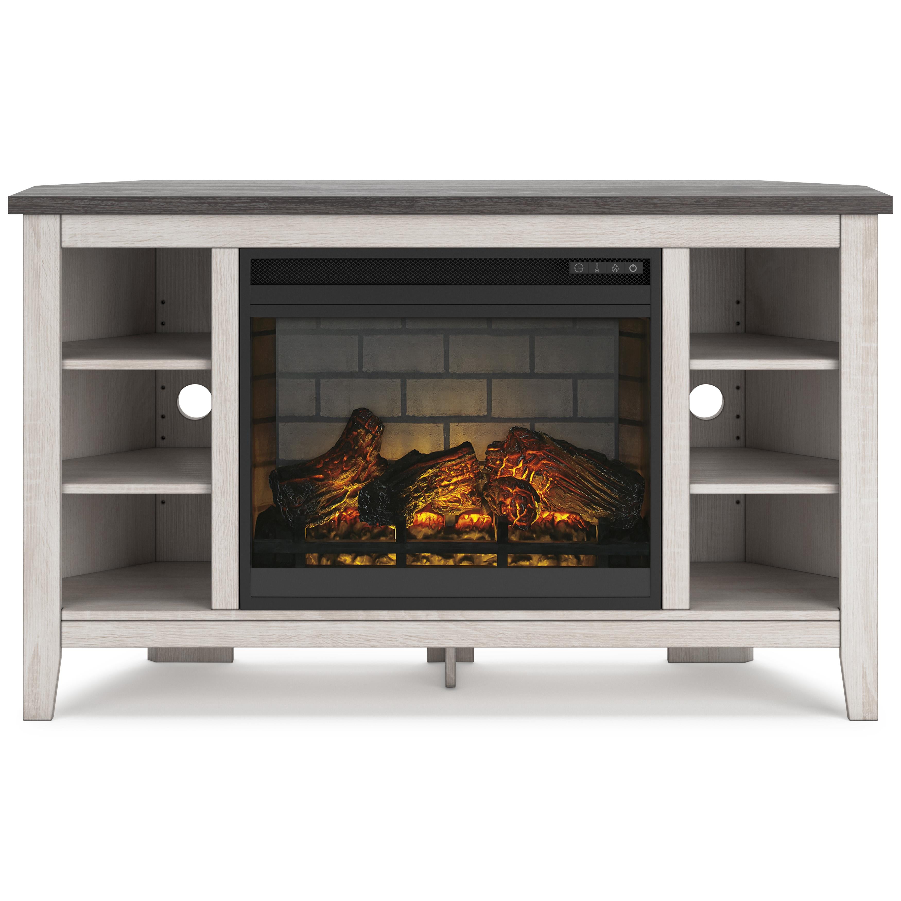 Signature Design by Ashley Dorrinson W287W6 Corner TV Stand with Electric Fireplace IMAGE 2