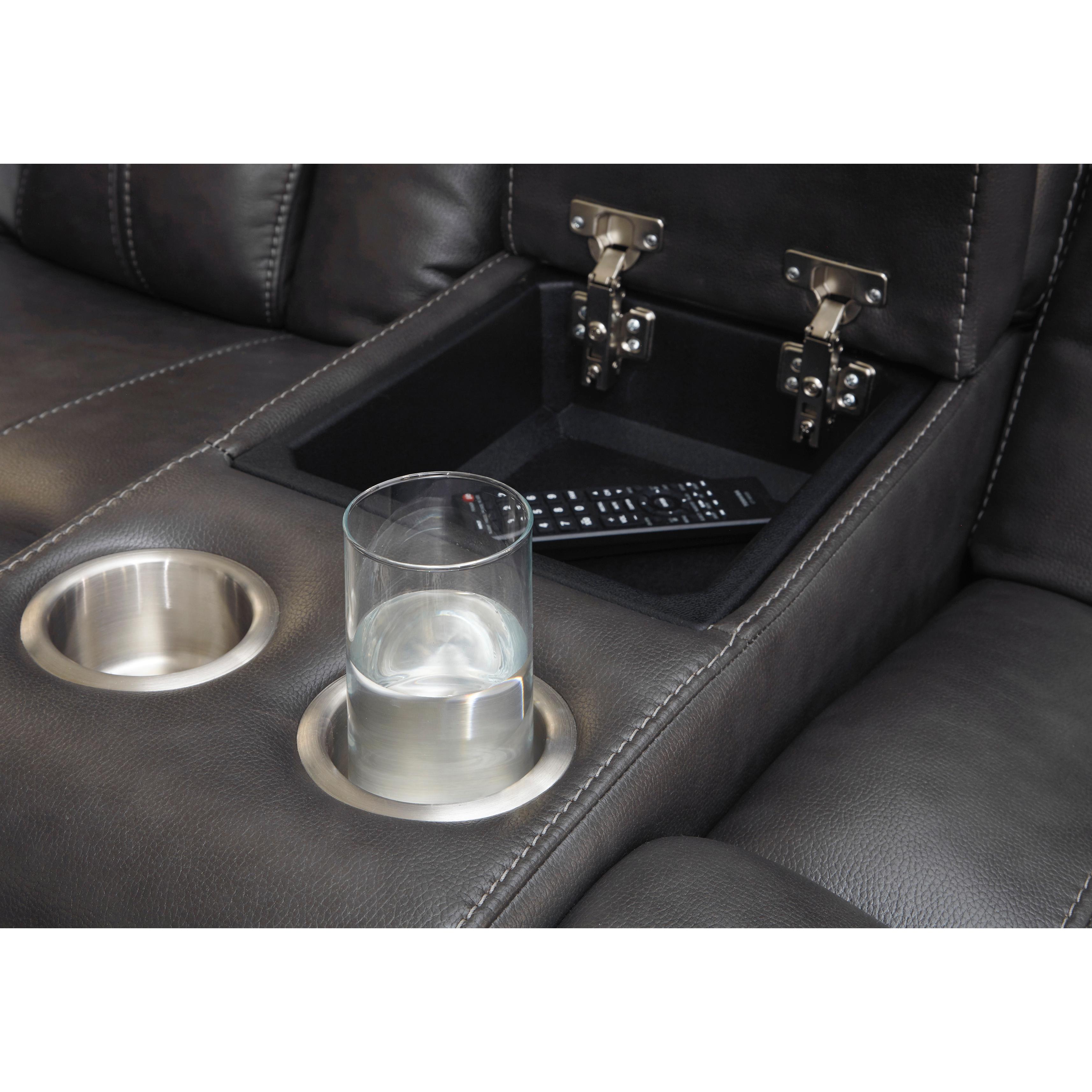 Signature Design by Ashley Turbulance 8500118C Power Reclining Loveseat w/ Console and ADJ Headrest IMAGE 6