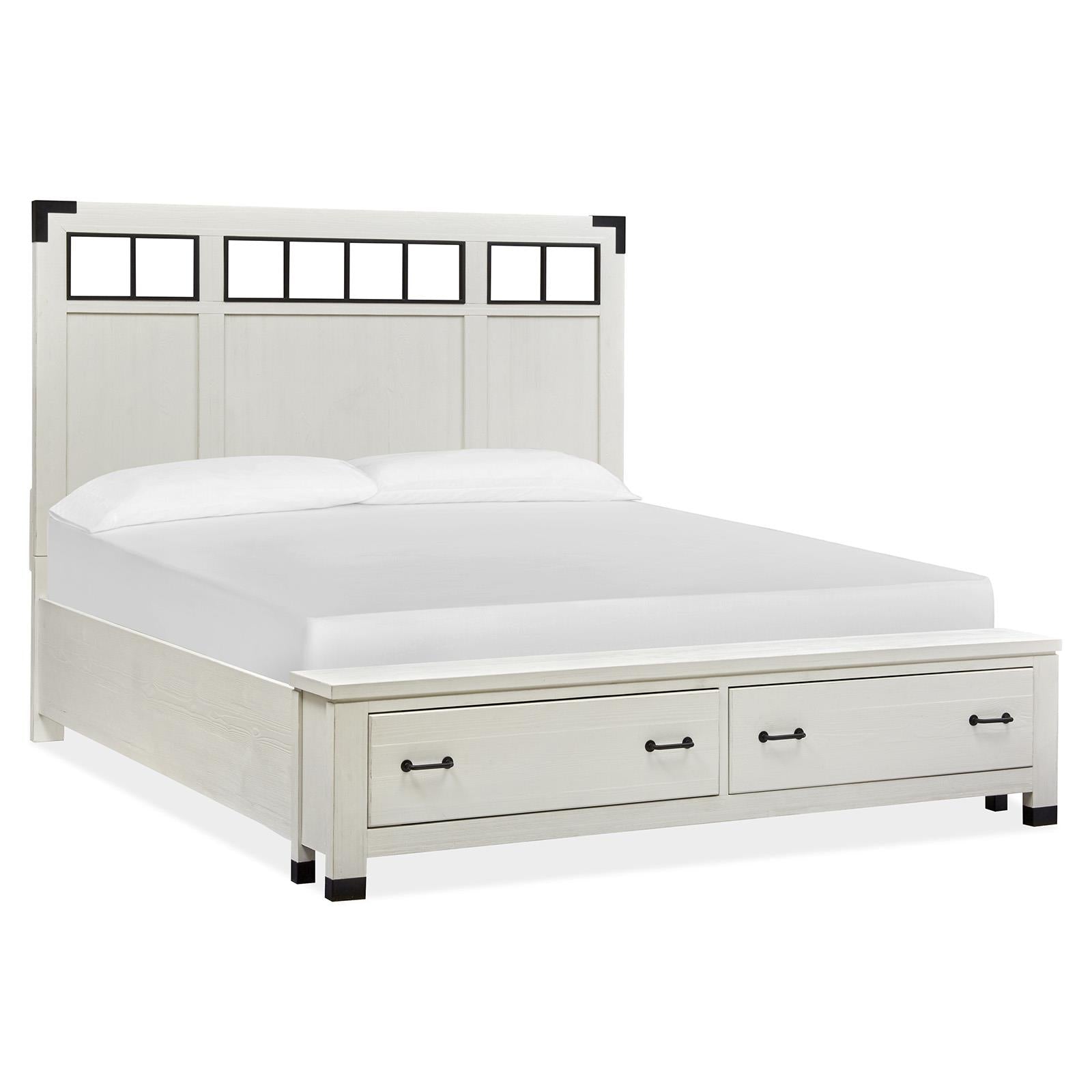 Magnussen Harper Springs B5321-58A Queen Panel Storage Bed with Metal/Wood Headboard IMAGE 1