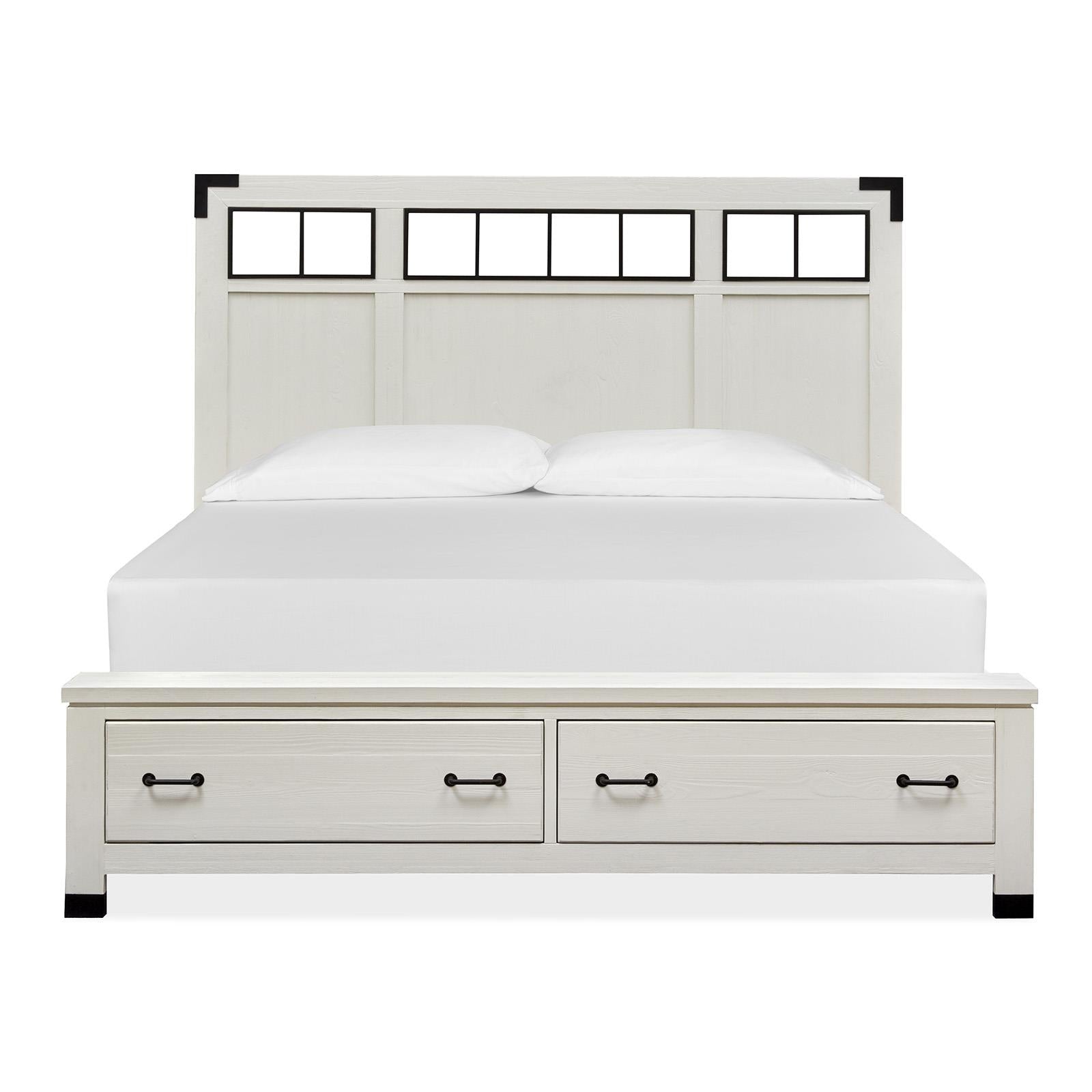 Magnussen Harper Springs B5321-58A Queen Panel Storage Bed with Metal/Wood Headboard IMAGE 3