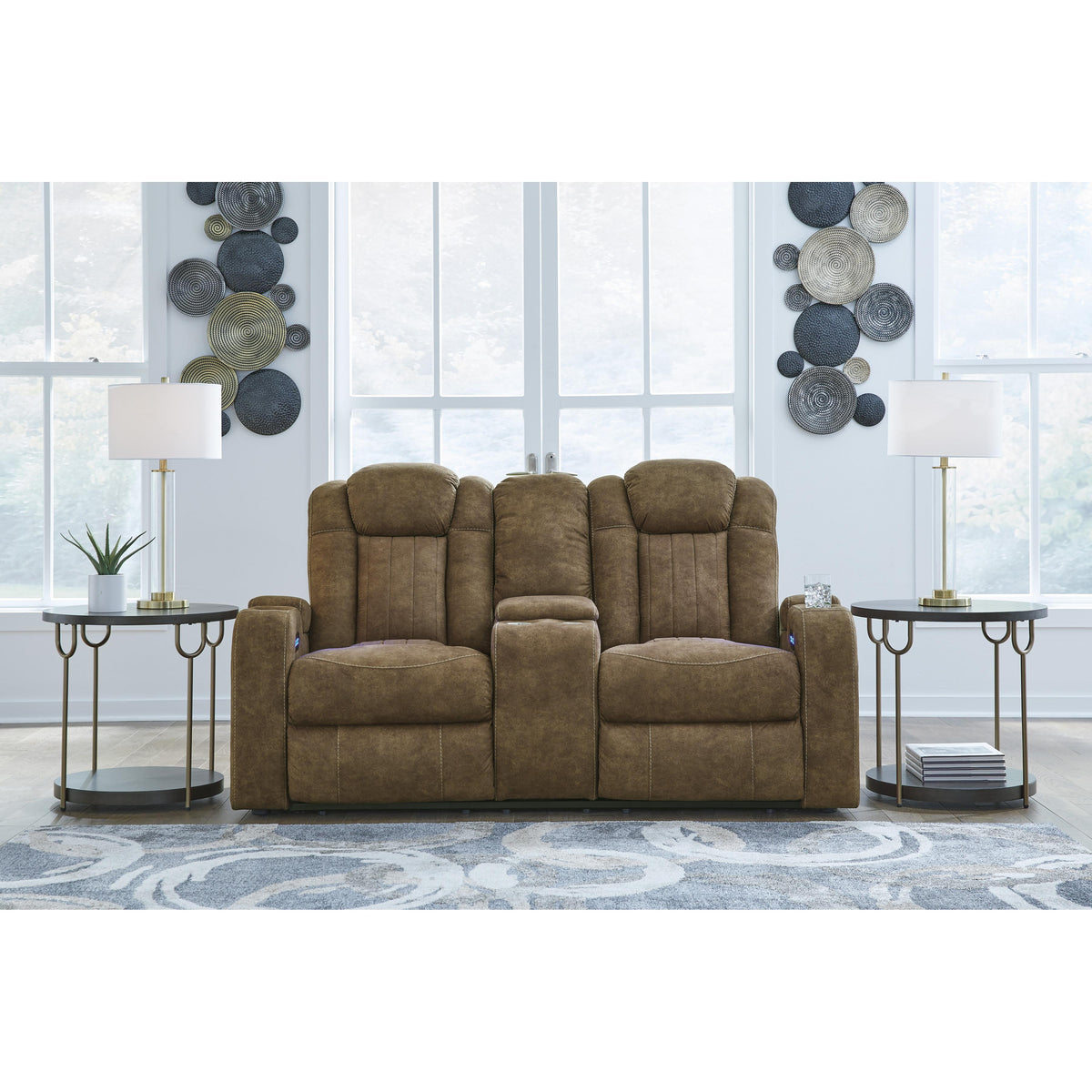 Signature Design by Ashley Wolfridge 6070318 Power Reclining Loveseat with Console and Adjustable Headrest IMAGE 6