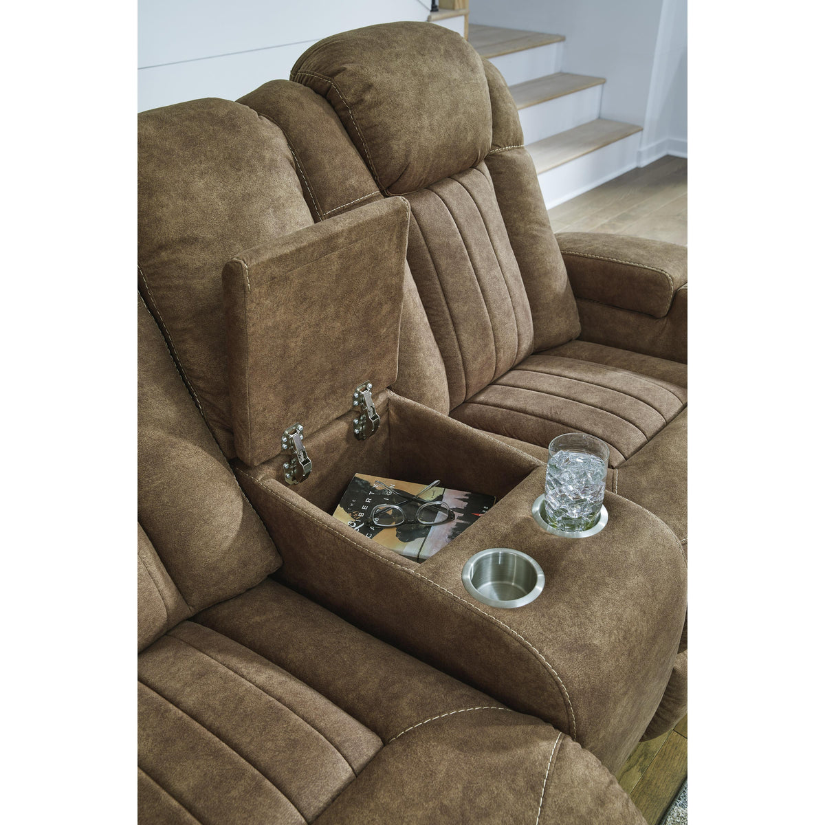 Signature Design by Ashley Wolfridge 6070318 Power Reclining Loveseat with Console and Adjustable Headrest IMAGE 7