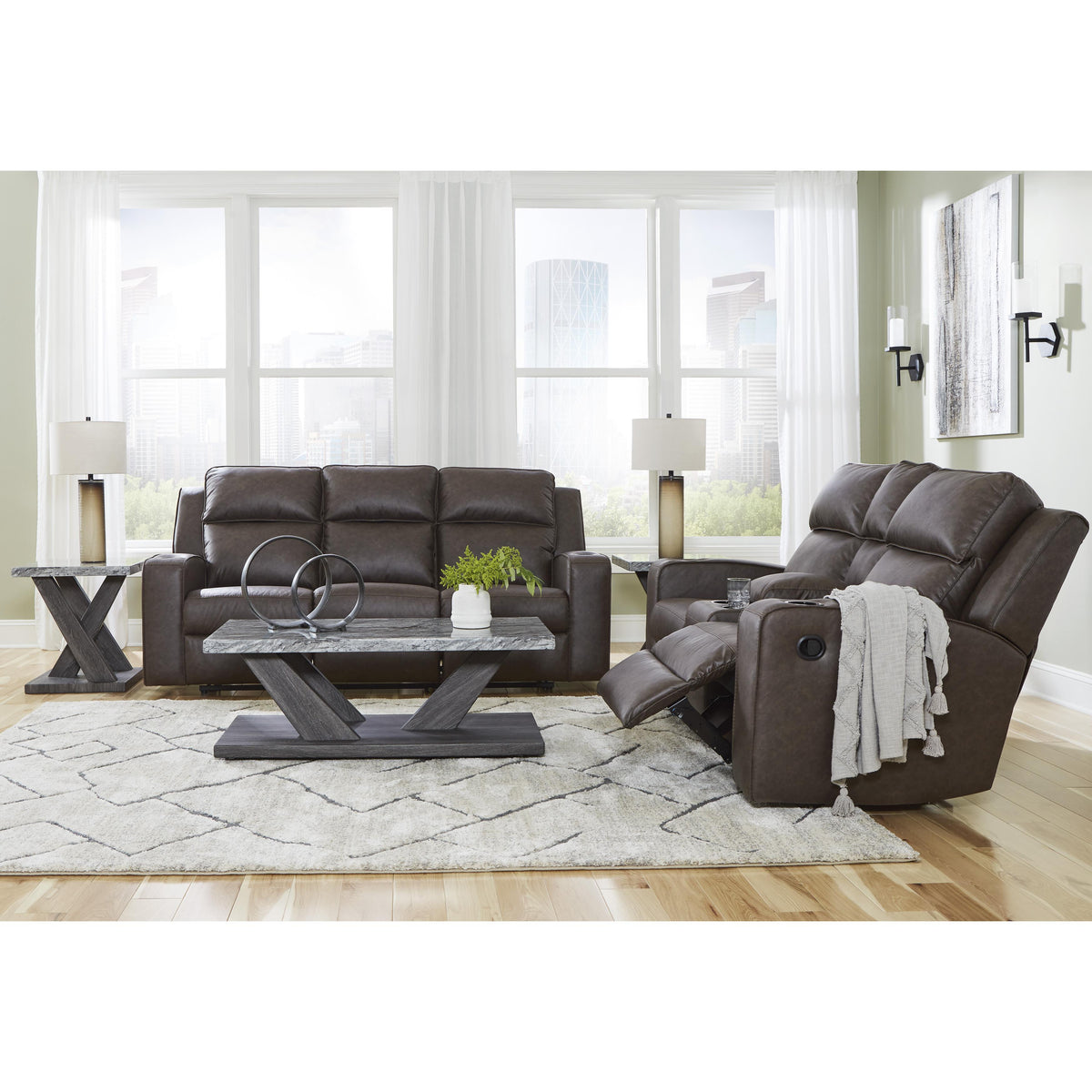 Signature Design by Ashley Lavenhorne 6330689 Reclining Sofa with Drop Down Table IMAGE 15