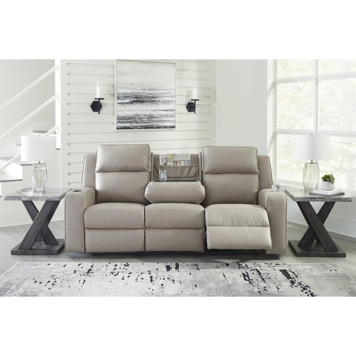 Signature Design by Ashley Lavenhorne 6330789 Reclining Sofa with Drop Down Table IMAGE 6