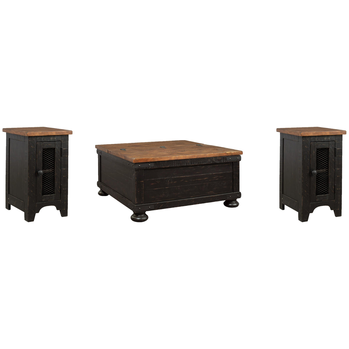 Signature Design by Ashley Valebeck T468T1 Coffee Table and 2 Chairside End Tables IMAGE 1