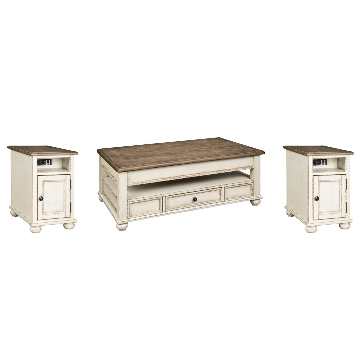 Signature Design by Ashley Realyn T523T1 Coffee Table and 2 Chairside End Tables IMAGE 1
