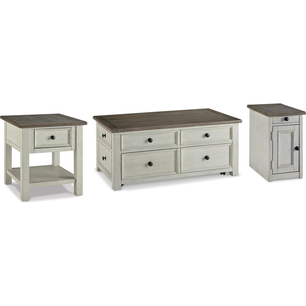 Signature Design by Ashley Bolanburg T637T1 Coffee Table with End Table and Chairside End Table IMAGE 1