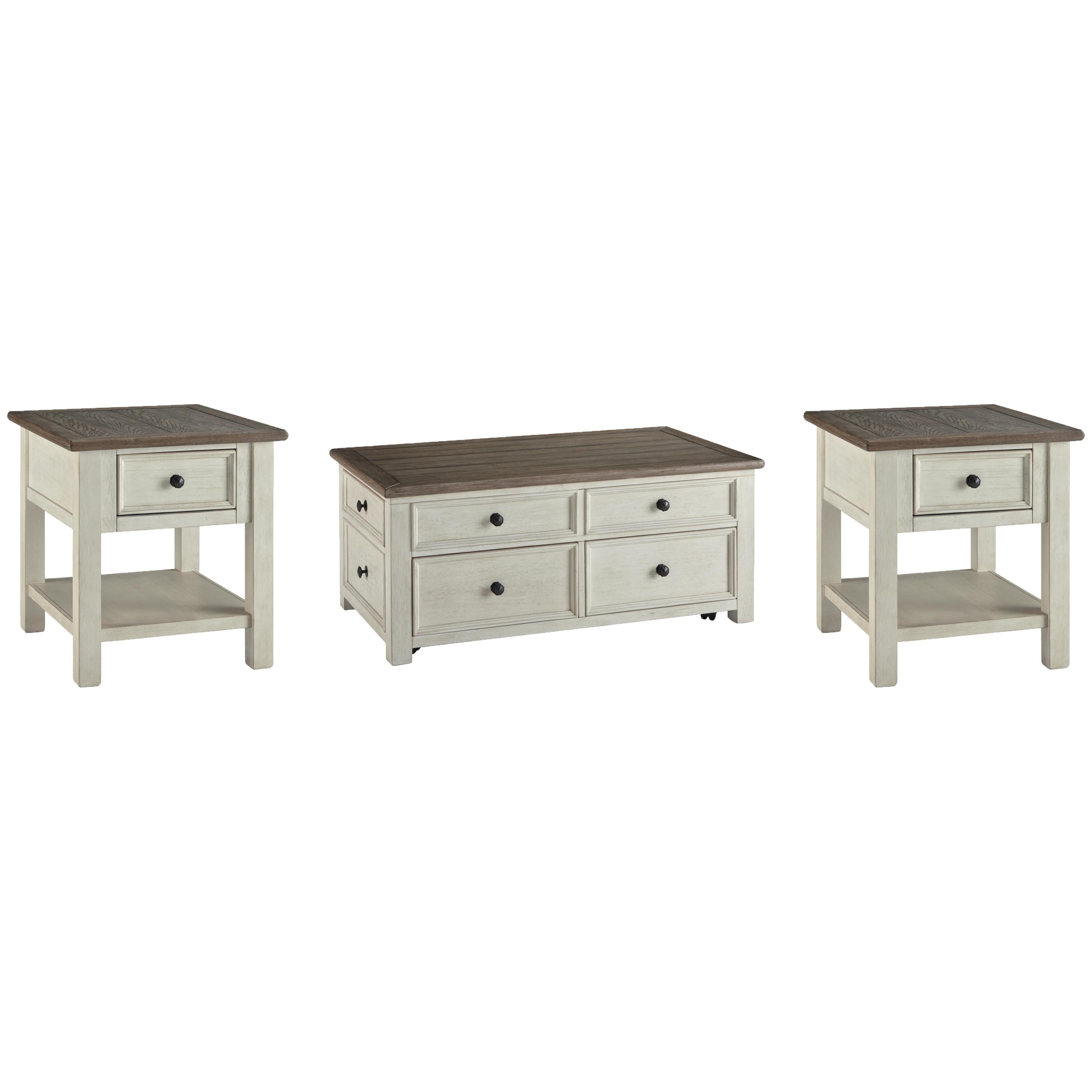 Signature Design by Ashley Bolanburg T637T3 Coffee Table and 2 End Tables IMAGE 1