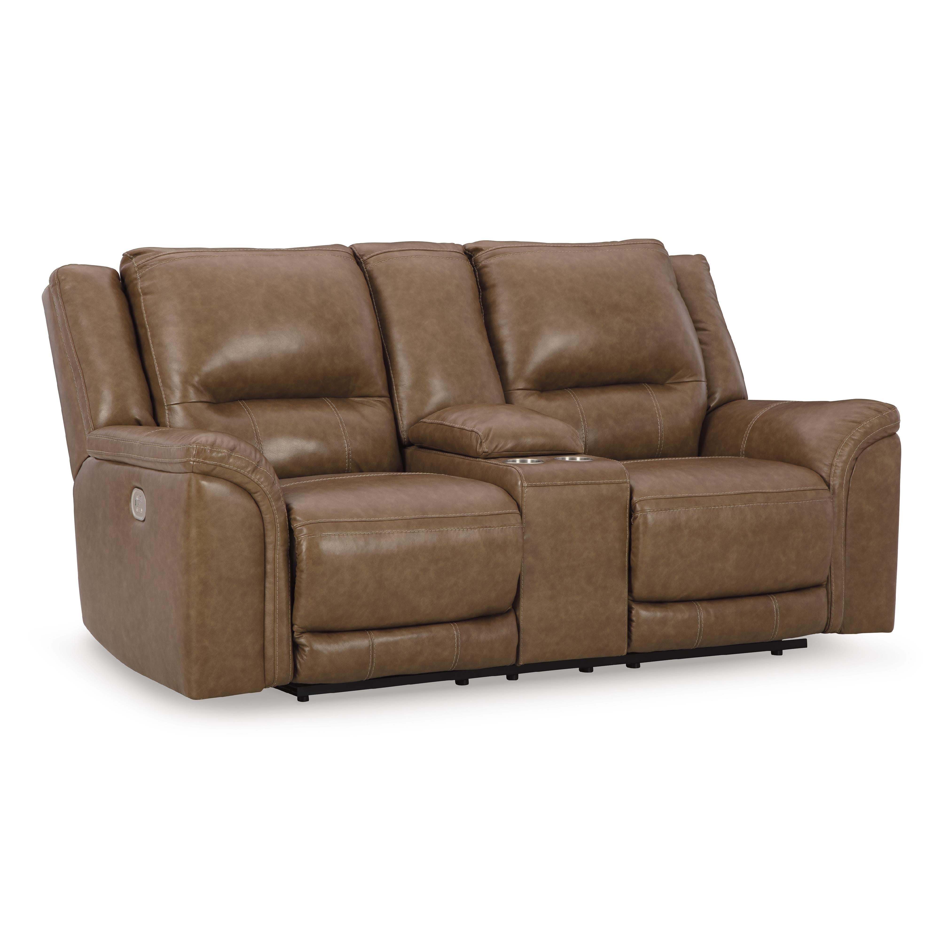 Signature Design by Ashley Trasimeno U8281518 Power Reclining Loveseat with Console and Adjustable Headrest IMAGE 1