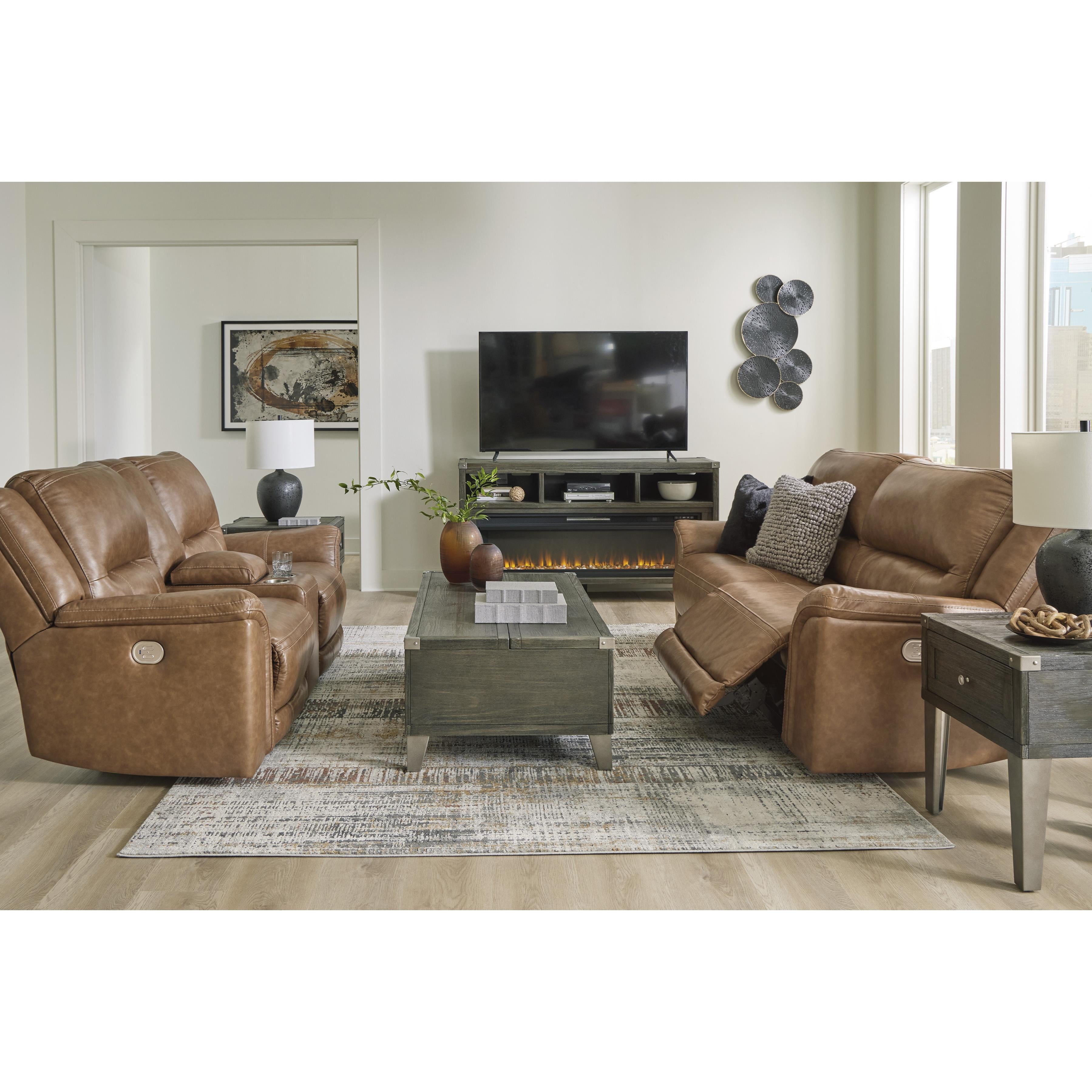 Signature Design by Ashley Trasimeno U8281518 Power Reclining Loveseat with Console and Adjustable Headrest IMAGE 14