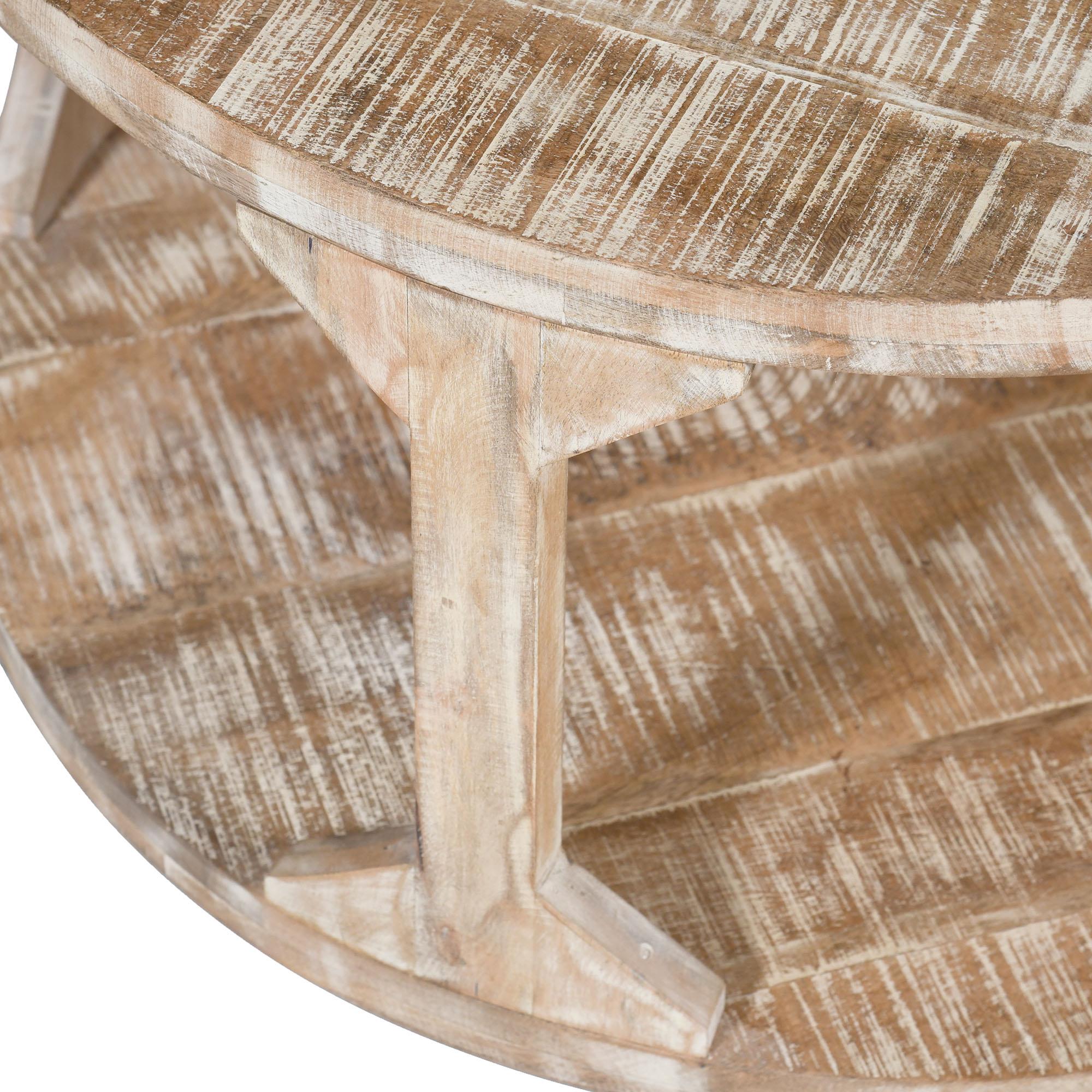 !nspire Avni 301-619NT Round Coffee Table - Distressed Natural IMAGE 6