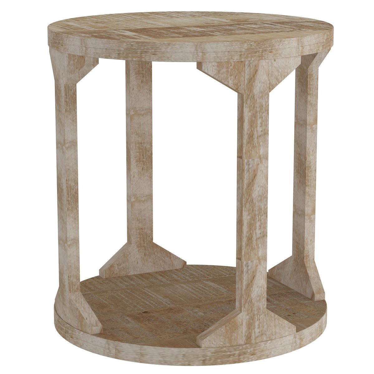 !nspire Avni 501-619NT Round Accent Table - Distressed Natural IMAGE 1