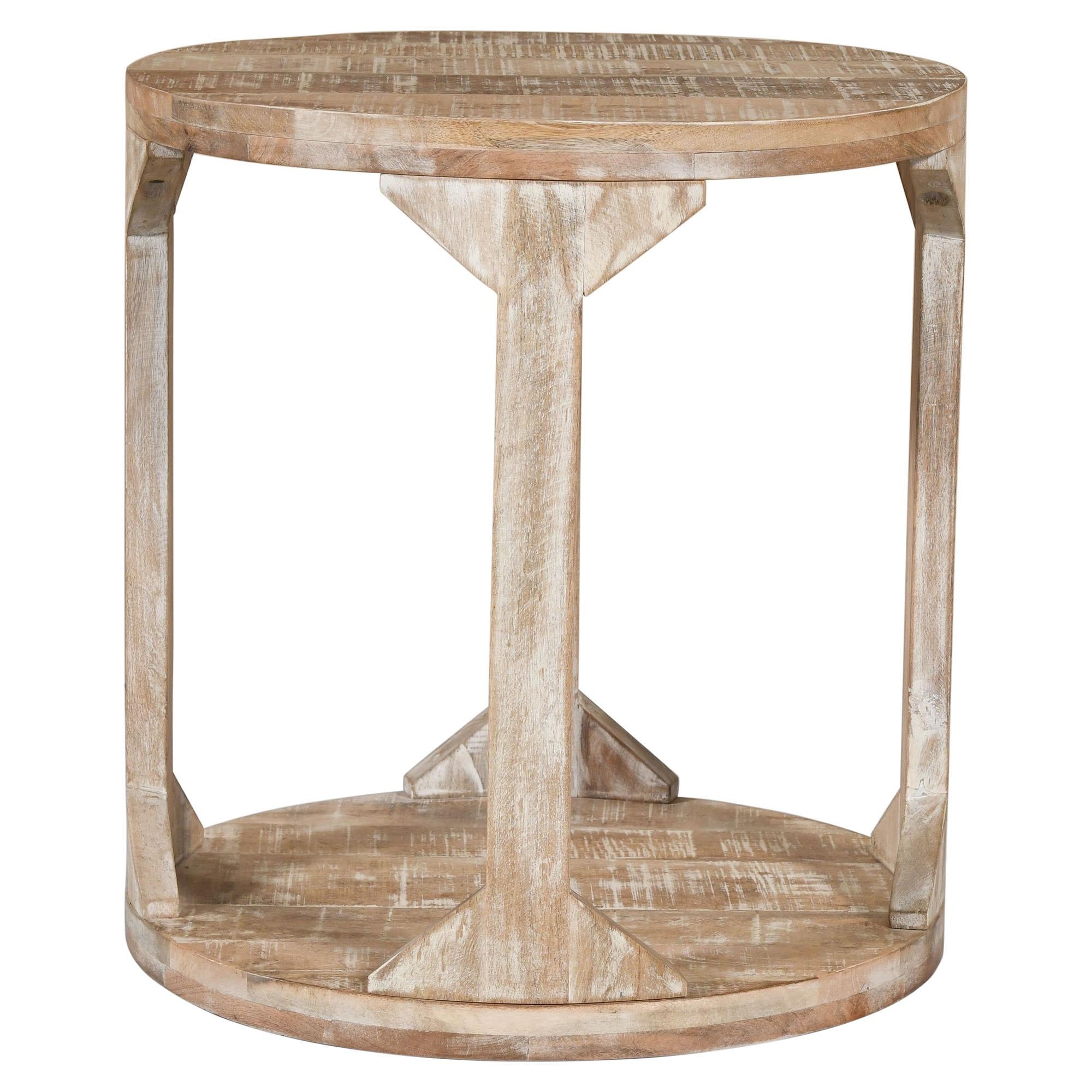 !nspire Avni 501-619NT Round Accent Table - Distressed Natural IMAGE 4
