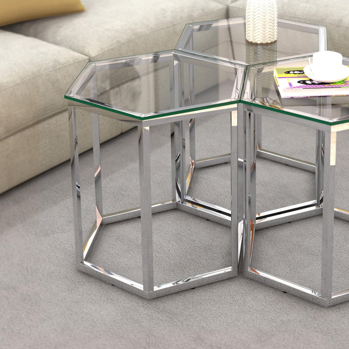 !nspire Fleur 501-635CH Accent Table - Silver IMAGE 2