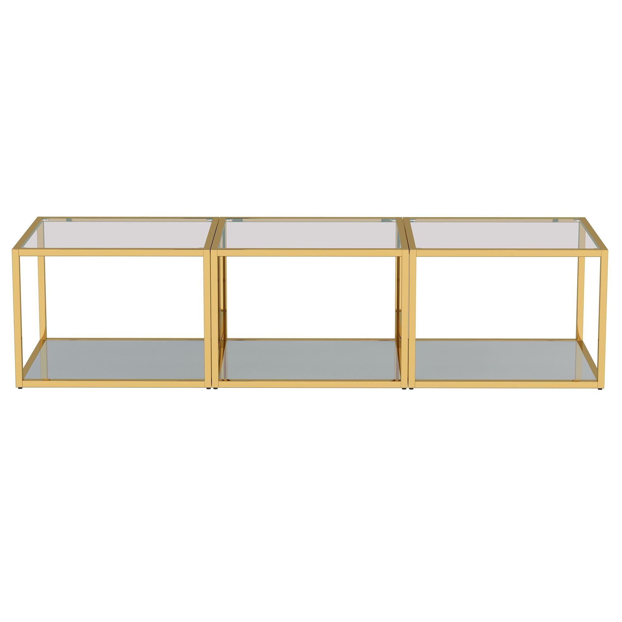 !nspire Casini 303-632GL_S 3 pc Small Coffee Table Set - Gold IMAGE 3