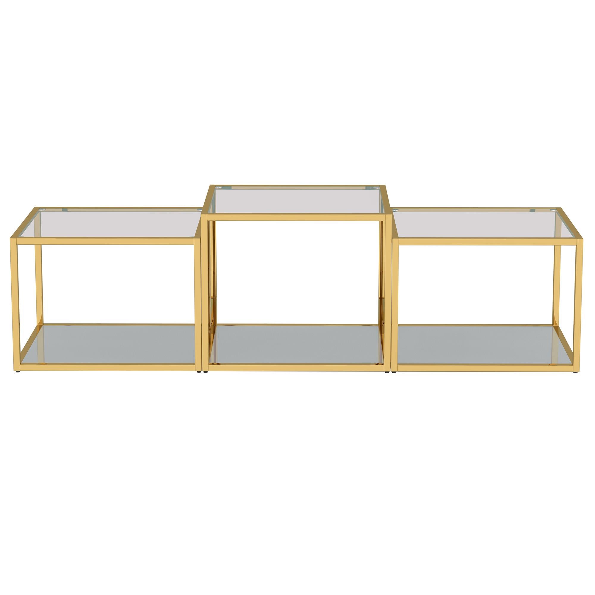 !nspire Casini 303-632GL-3 3 pc Multi-Tier Coffee Table Set - Gold IMAGE 3