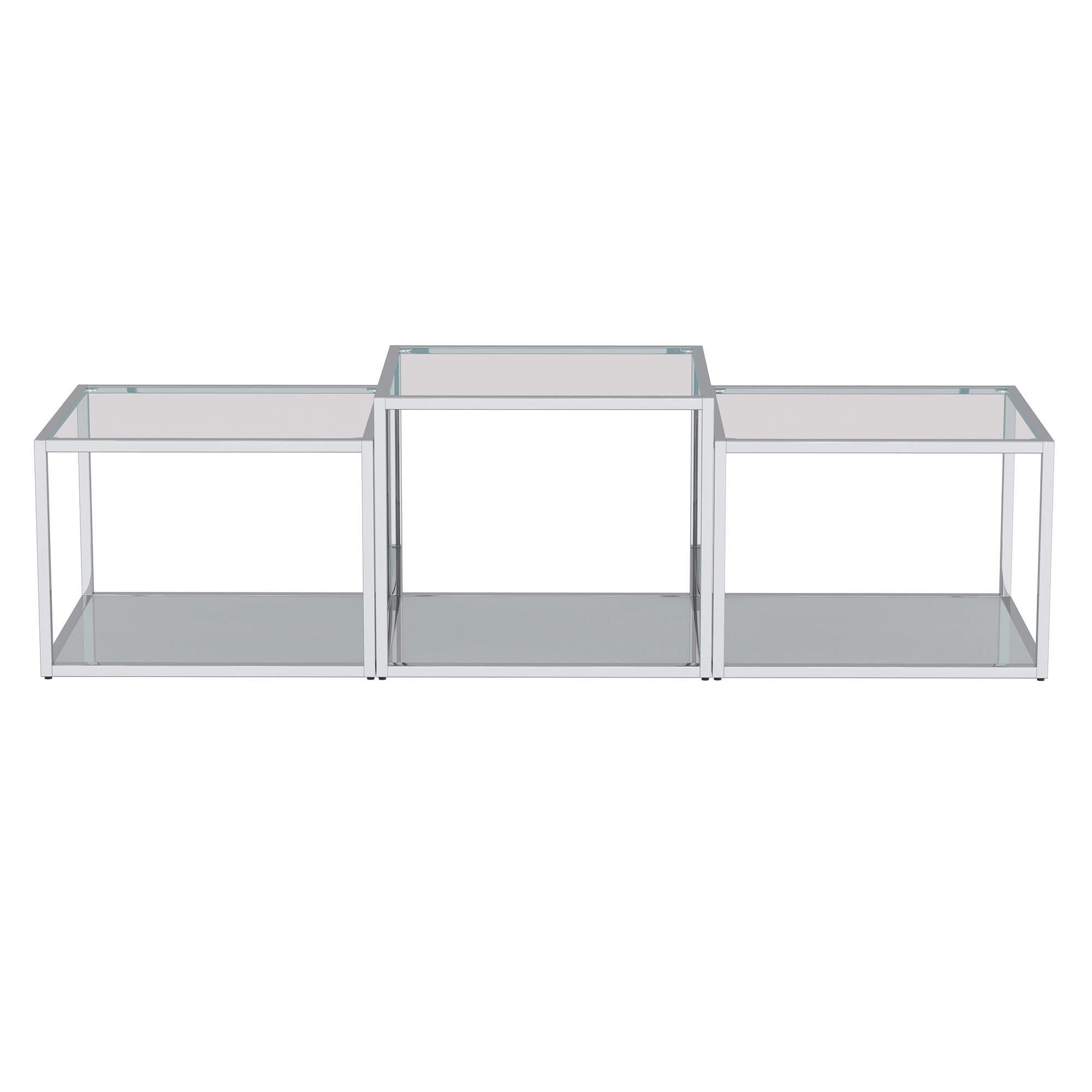 !nspire Casini 303-632CH-3 3 pc Multi-Tier Coffee Table Set - Silver IMAGE 3