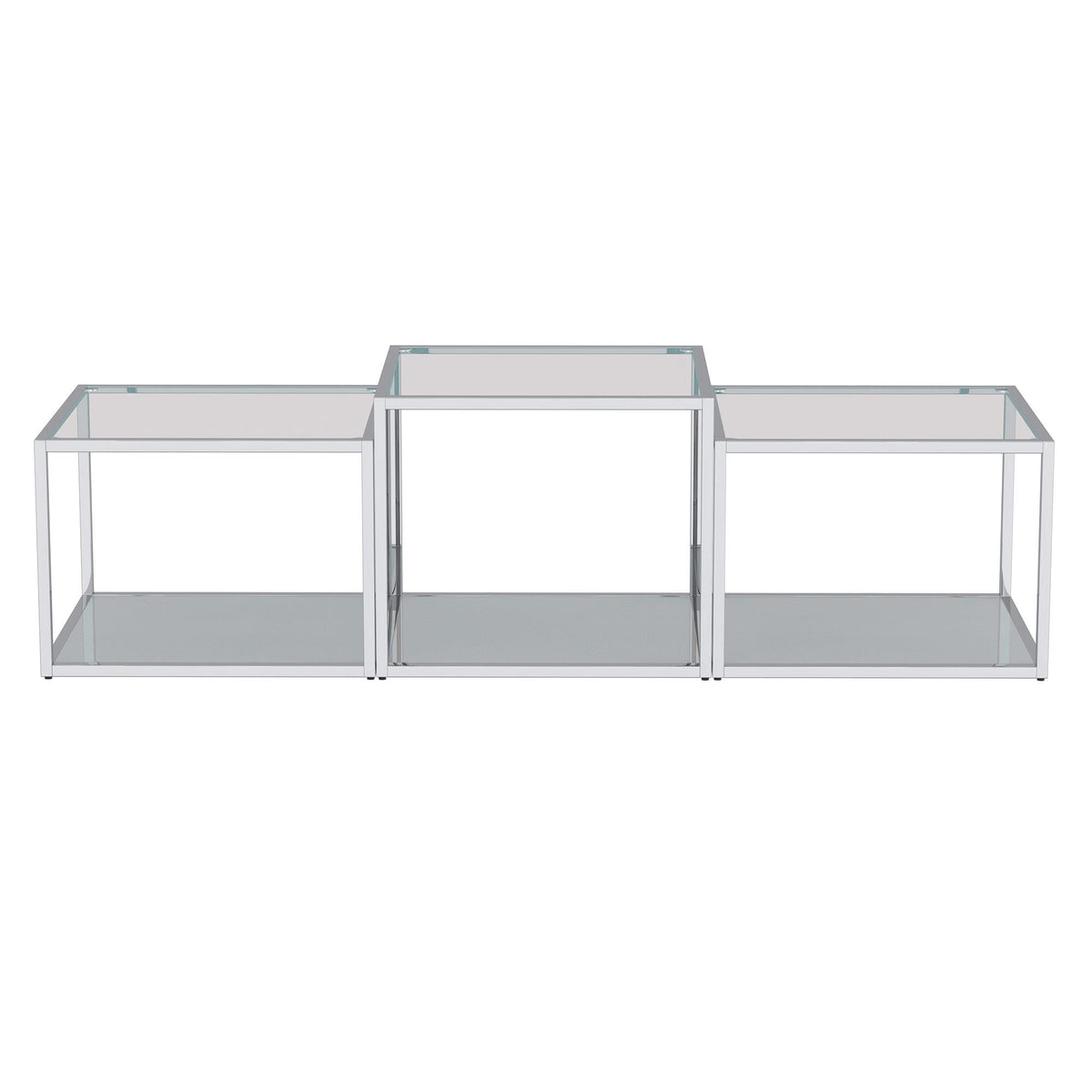 !nspire Casini 303-632CH-3 3 pc Multi-Tier Coffee Table Set - Silver IMAGE 3