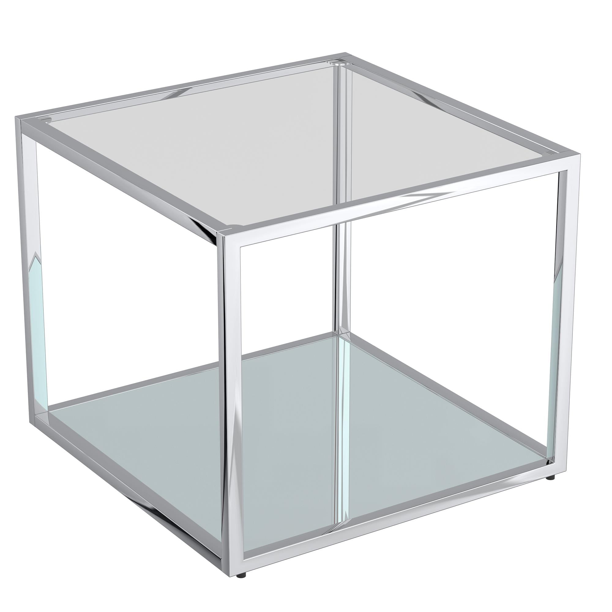 !nspire Casini 303-632CH-3 3 pc Multi-Tier Coffee Table Set - Silver IMAGE 4