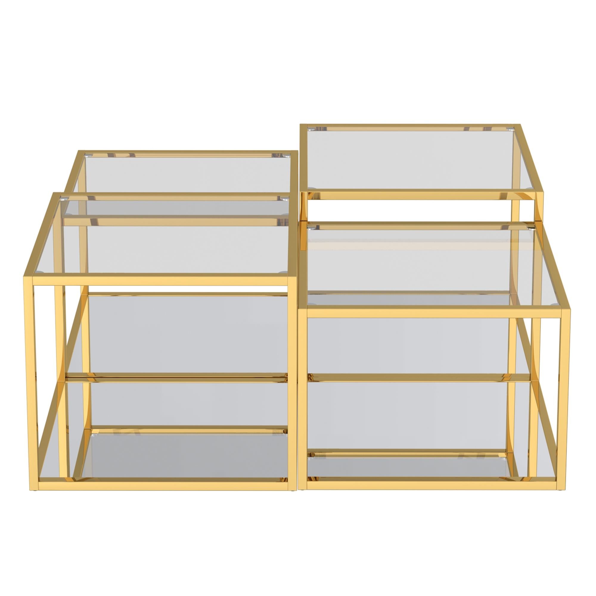 !nspire Casini 303-632GL-4 4 pc Multi-Tier Coffee Table Set - Gold IMAGE 4