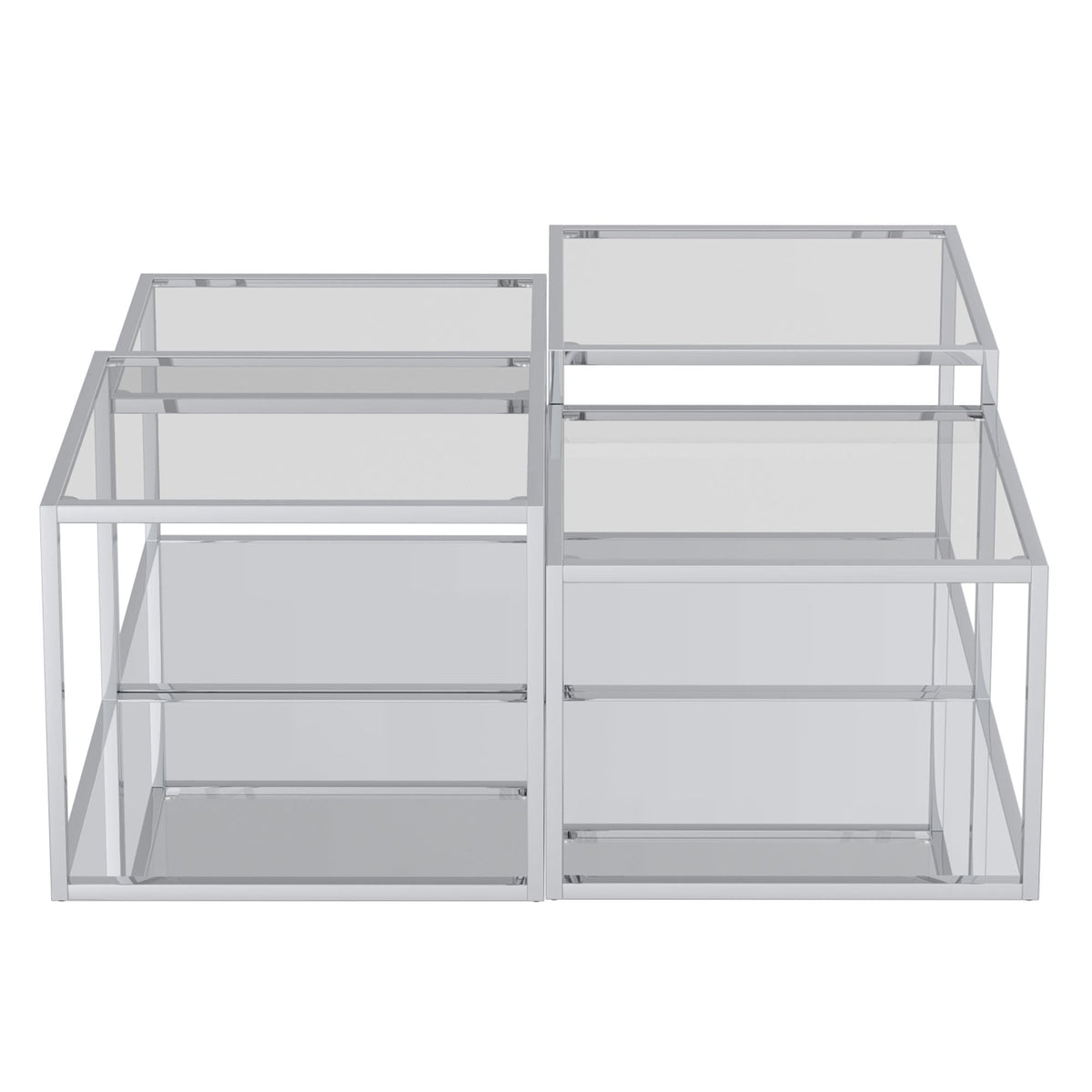 !nspire Casini 303-632CH-4 4 pc Multi-Tier Coffee Table Set - Silver IMAGE 4