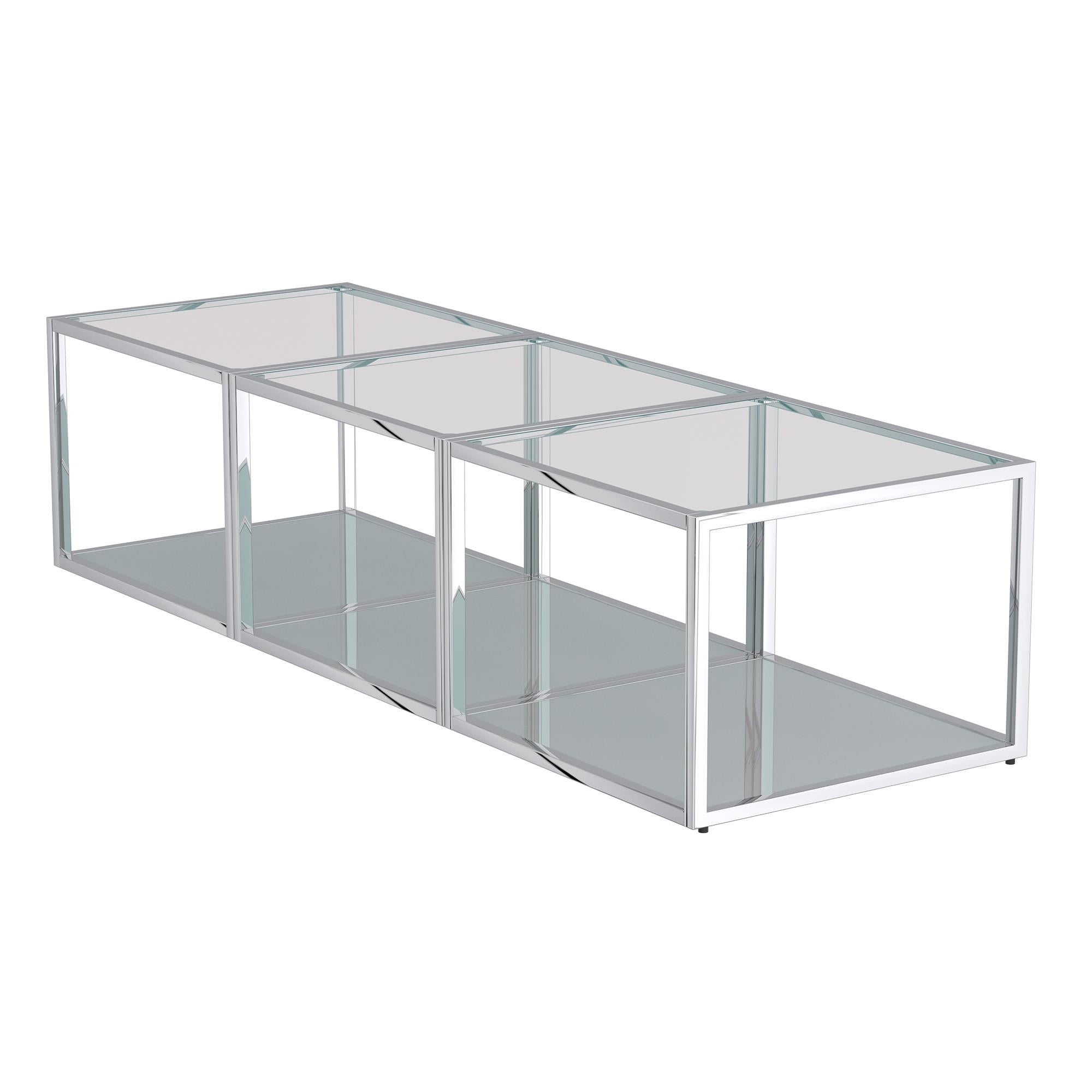 !nspire Casini 303-632CH_S 3 pc Small Coffee Table Set - Silver IMAGE 1