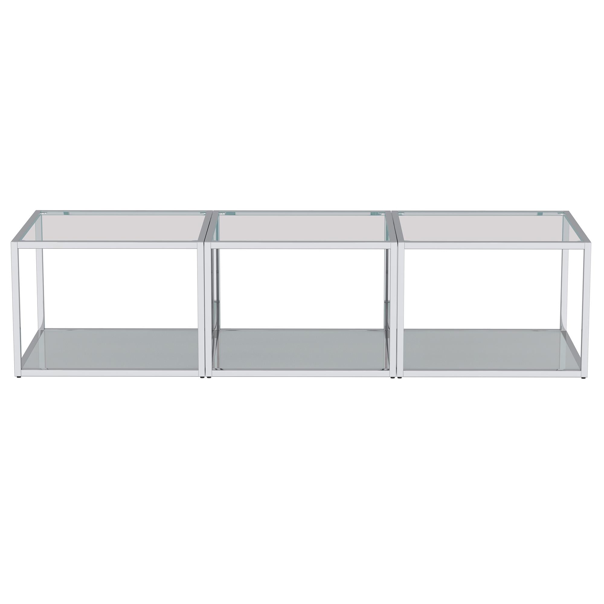 !nspire Casini 303-632CH_S 3 pc Small Coffee Table Set - Silver IMAGE 3