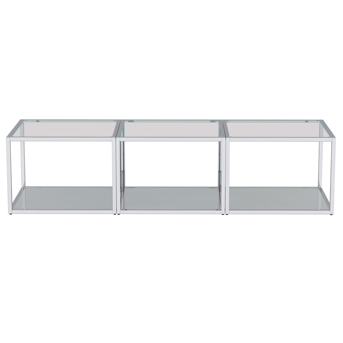 !nspire Casini 303-632CH_S 3 pc Small Coffee Table Set - Silver IMAGE 3
