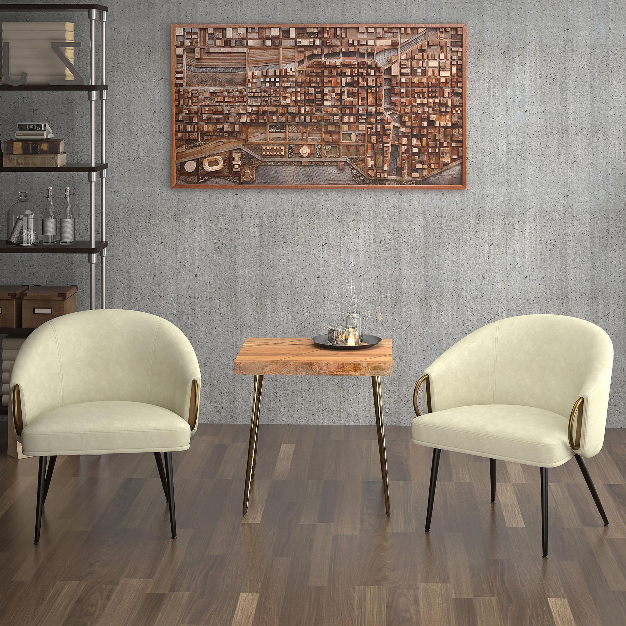 !nspire Zita 403-668IV Accent Chair - Vintage Ivory Faux Leather and Black and Aged Gold IMAGE 2