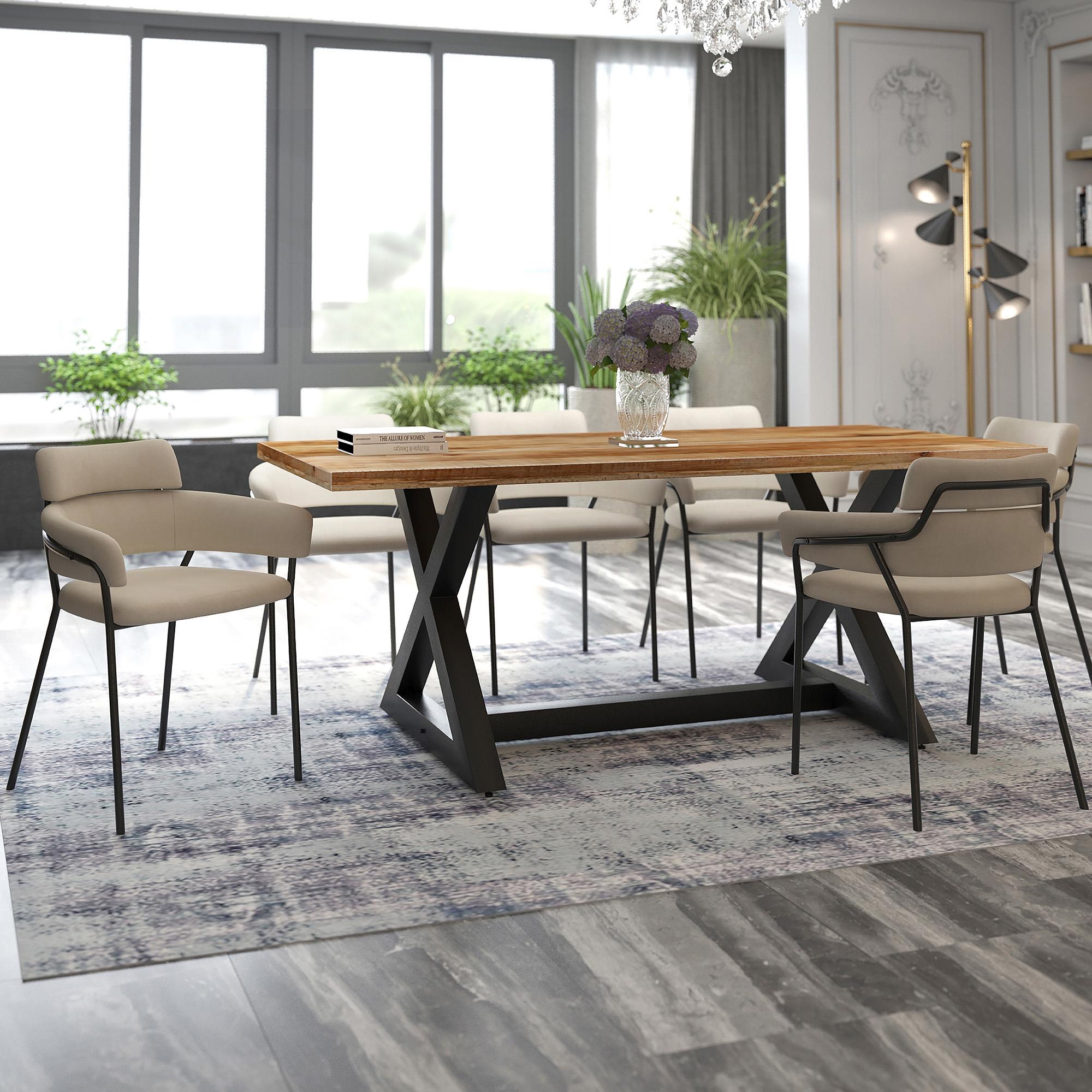 !nspire Zax/Axel 207-147NATBK_674BEG 7 pc Dining Set - Natural with Beige Chair IMAGE 1