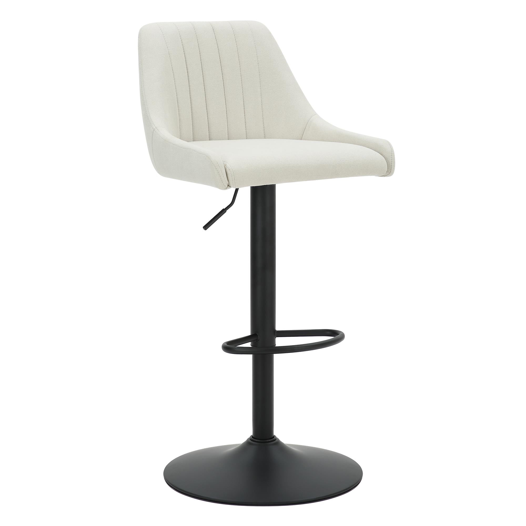 Worldwide Home Furnishings Kron 203-574BG Adjustable Height Air-Lift Swivel Stool - Beige Fabric IMAGE 1