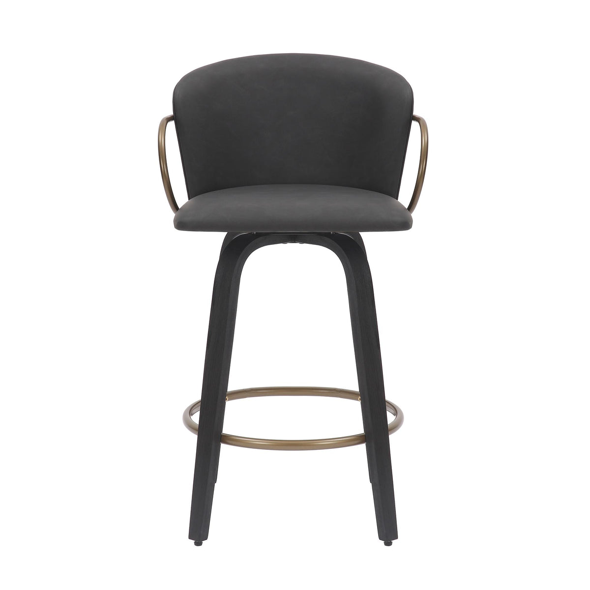 !nspire Lawson 203-634CH 26" Counter Stool with Swivel - Vintage Charcoal, Black and Aged Gold IMAGE 5