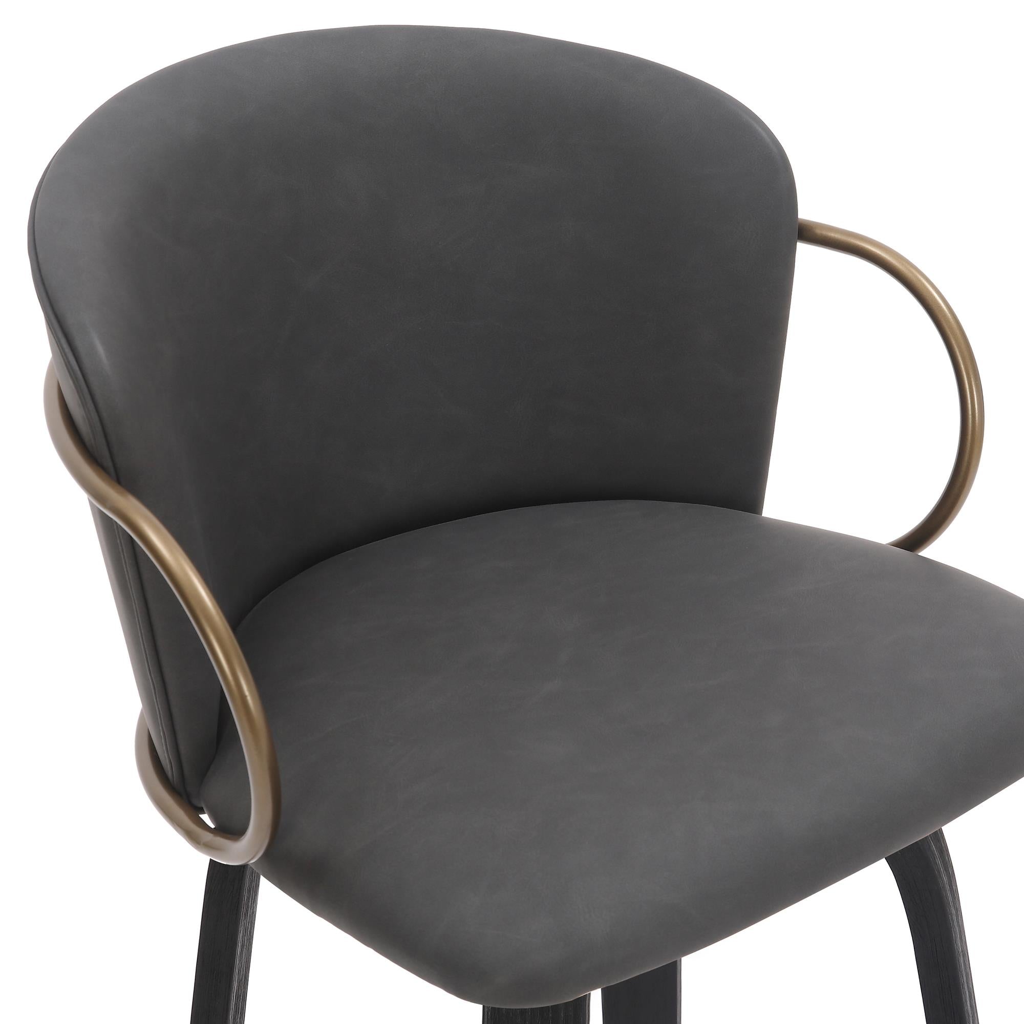 !nspire Lawson 203-634CH 26" Counter Stool with Swivel - Vintage Charcoal, Black and Aged Gold IMAGE 6