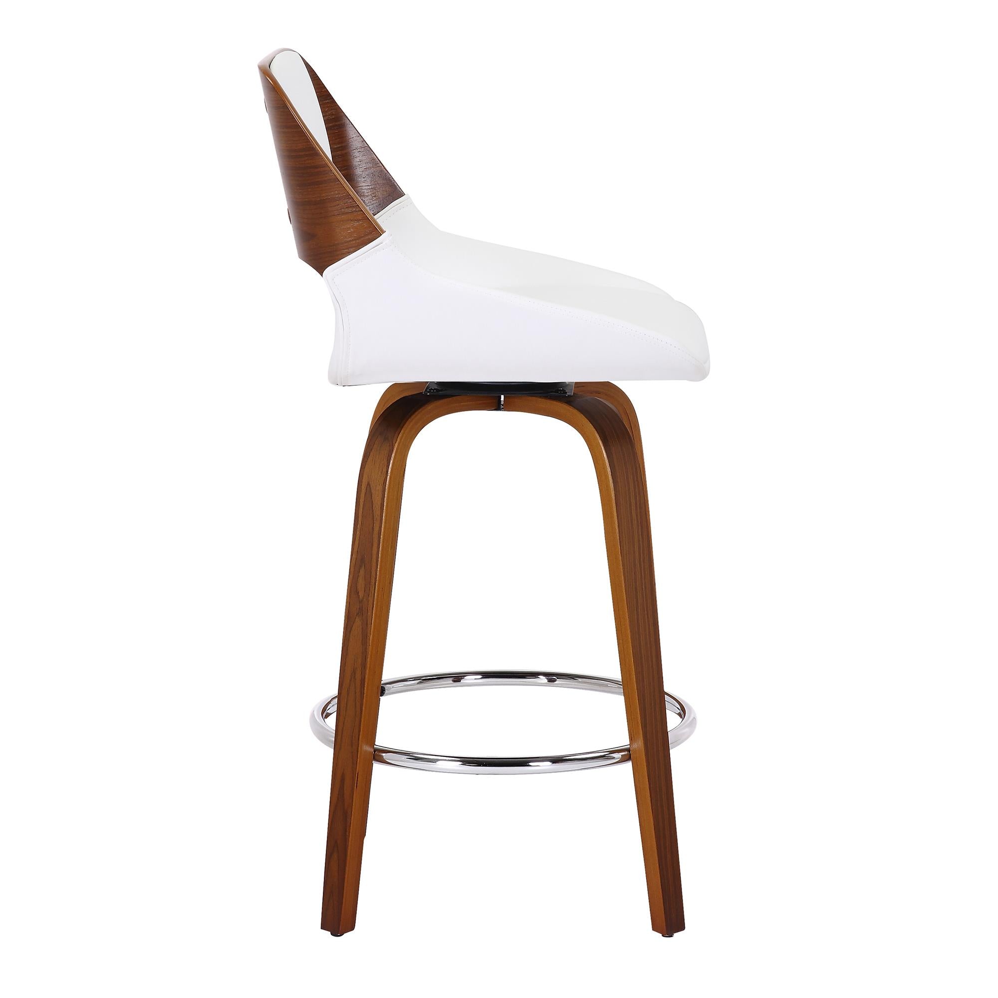 !nspire Hudson 203-582PUWT 26" Counter Stool with Swivel - White Faux Leather and Walnut IMAGE 4