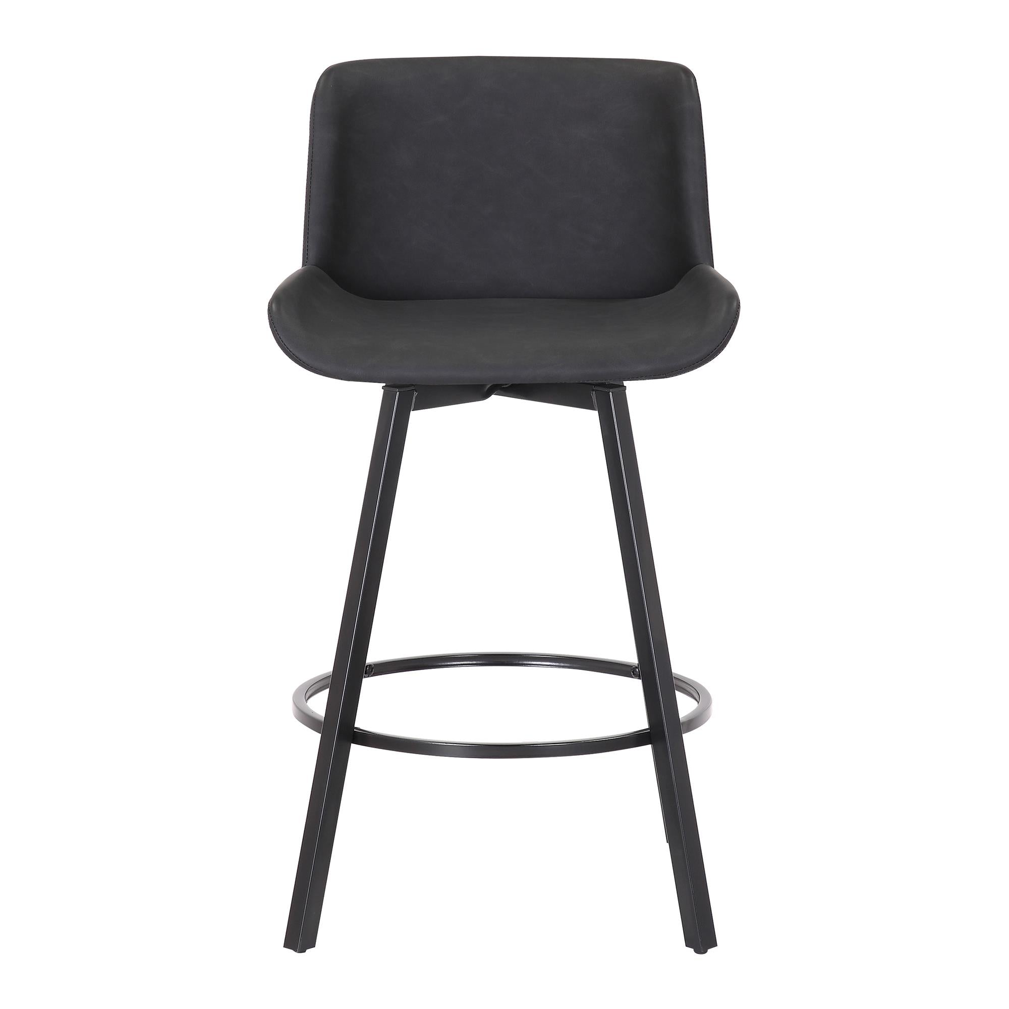 !nspire Fern 203-666PUCH 26" Counter Stool with Swivel - Vintage Charcoal Faux Leather and Black IMAGE 5