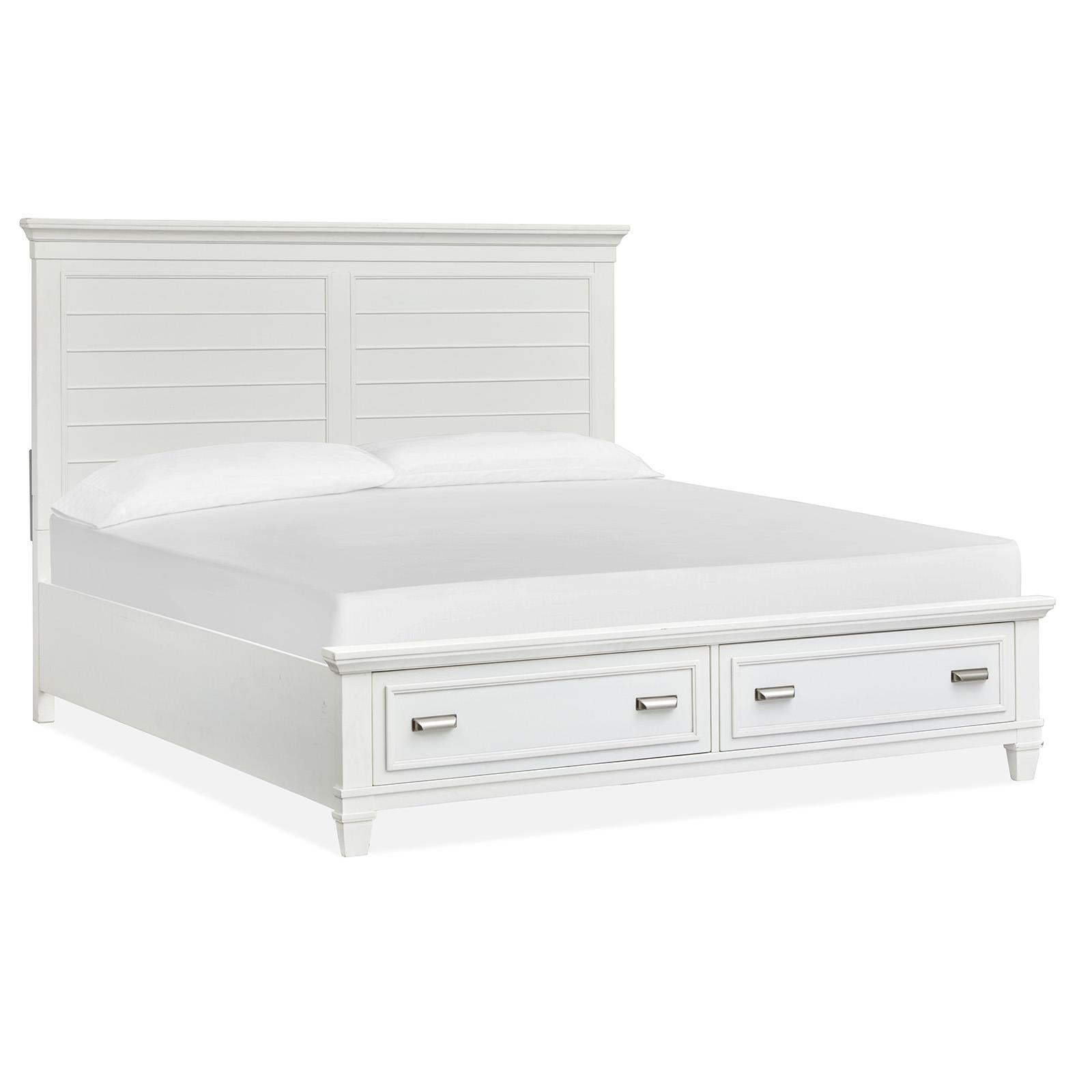 Magnussen Charleston B5611-55WH Queen Panel Storage Bed - White IMAGE 1