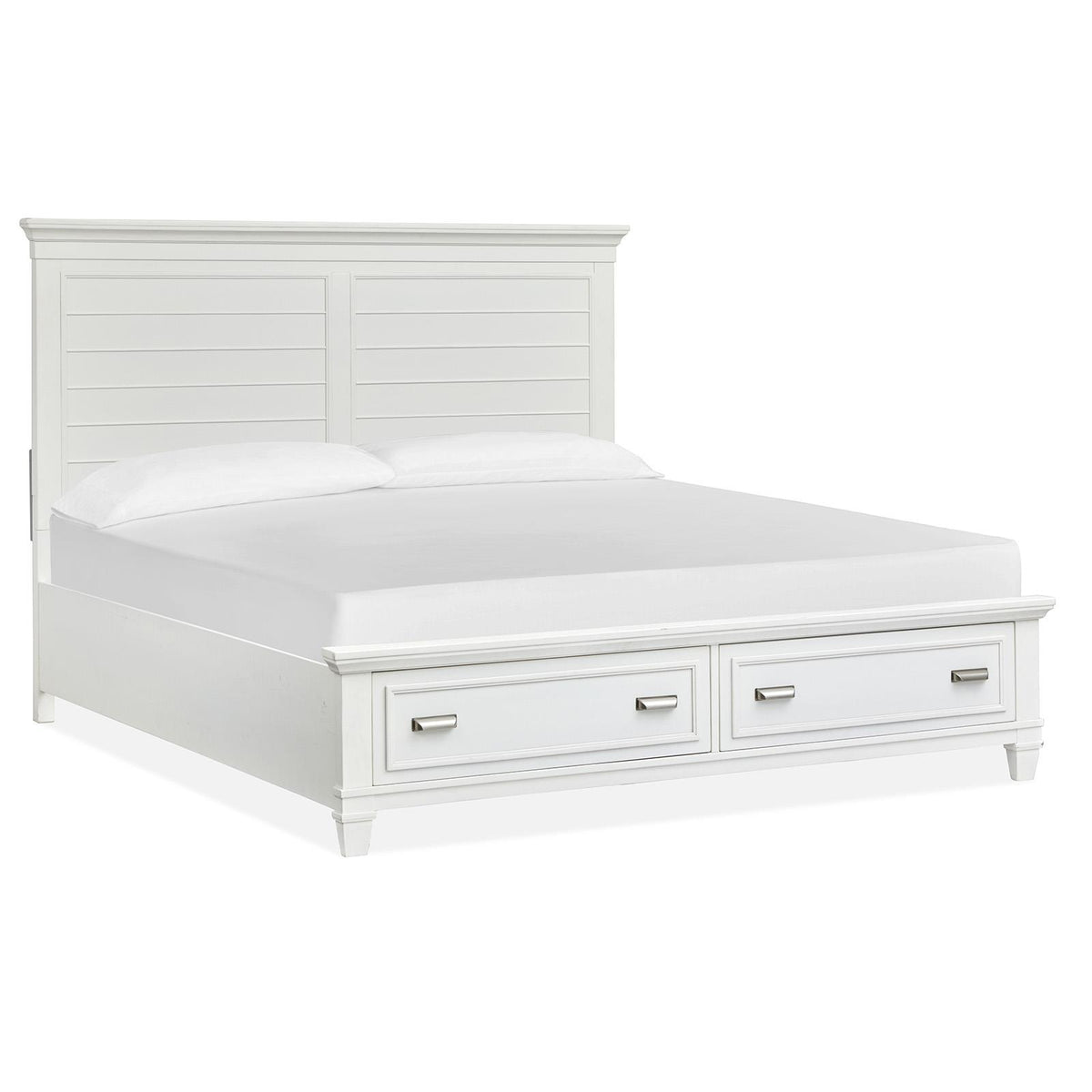 Magnussen Charleston B5611-55WH Queen Panel Storage Bed - White IMAGE 1