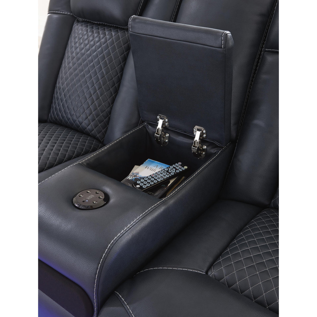 Signature Design by Ashley Fyne-Dyme 3660318 Power Reclining Loveseat with Console and Adjustable Headrest IMAGE 9