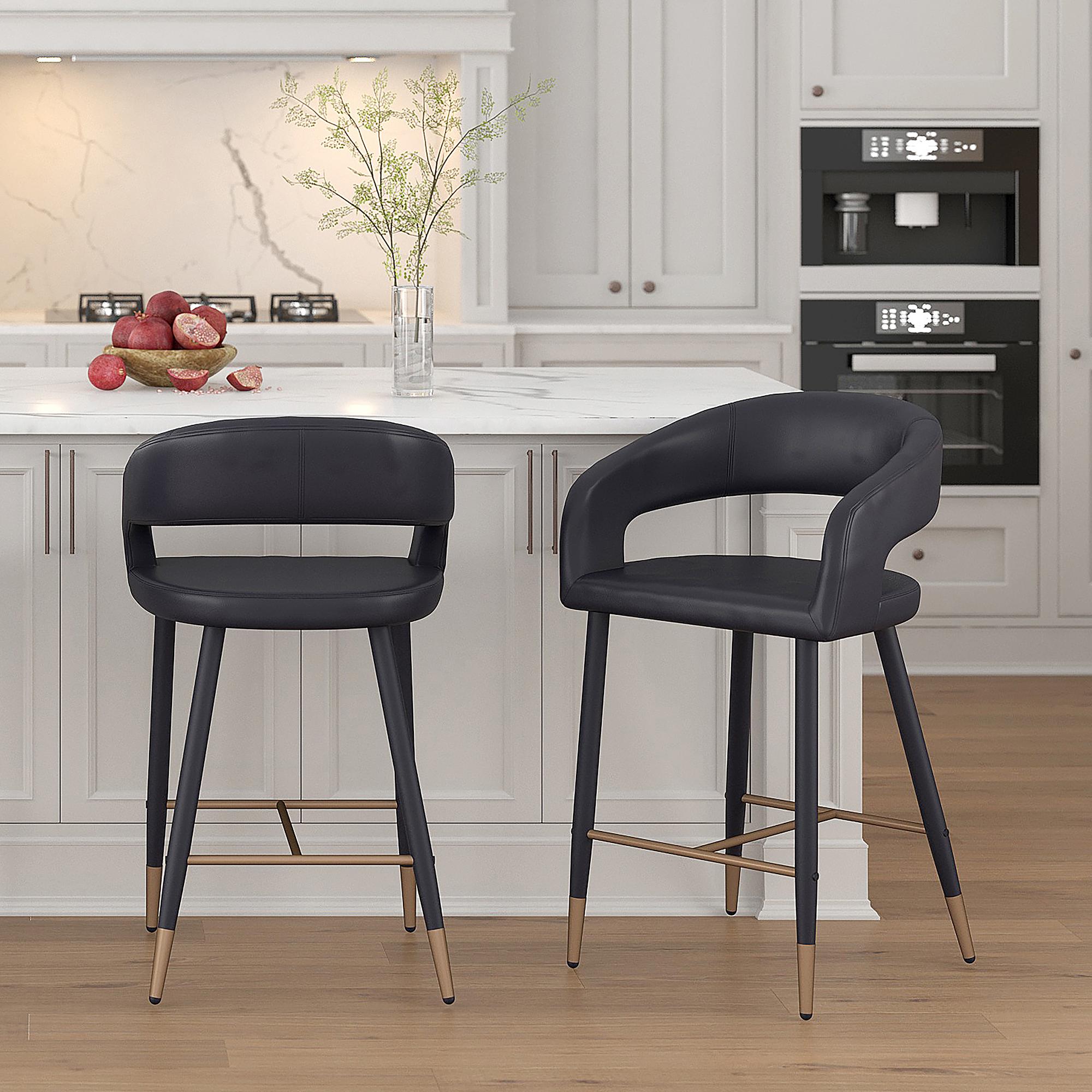 !nspire Crimson 203-096BK 26" Counter Stool - Black Faux Leather and Black and Aged Gold IMAGE 6