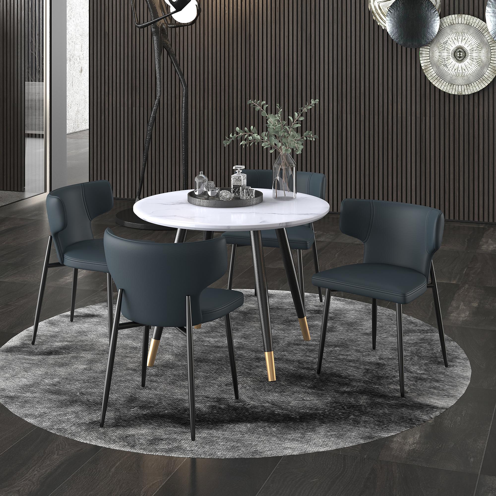 Worldwide Home Furnishings Emery/Olis 207-294RND_085PUBK 5 pc Dining Set - White with Black Chair IMAGE 1