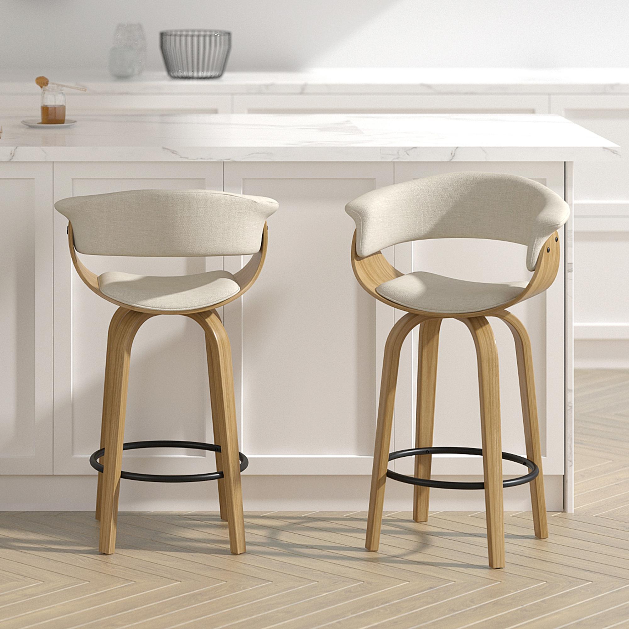 !nspire Holt 203-981BG_NT 26" Counter Stool - Beige Fabric and Natural IMAGE 7
