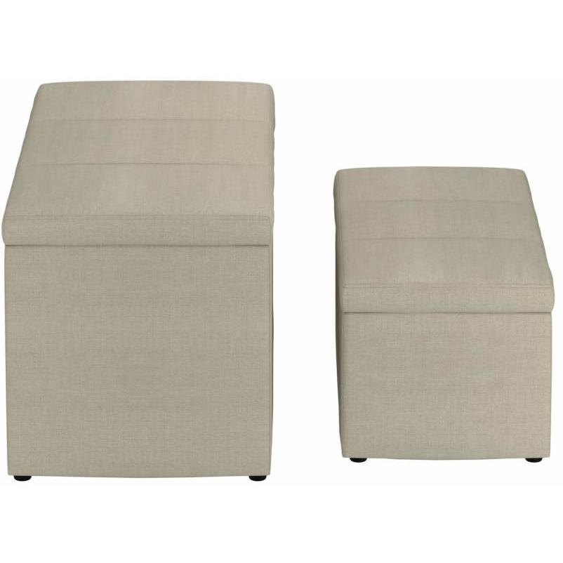 Worldwide Home Furnishings Levi 402-611BG 2 pc Rectangular Storage Ottoman Bench Set - Beige Fabric IMAGE 5