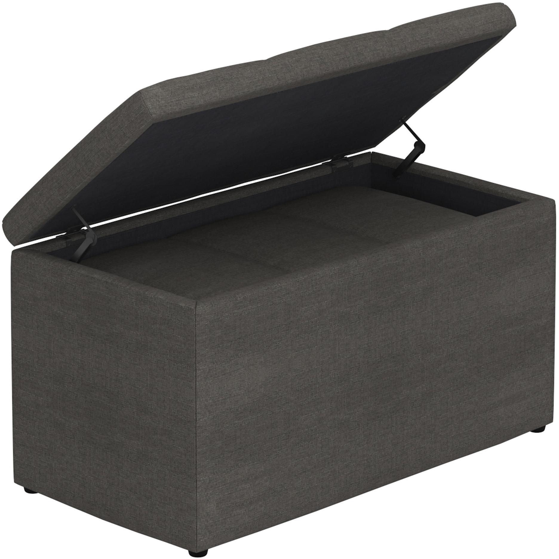 Worldwide Home Furnishings Levi 402-611CH 2 pc Rectangular Storage Ottoman Bench Set - Charcoal Fabric IMAGE 3