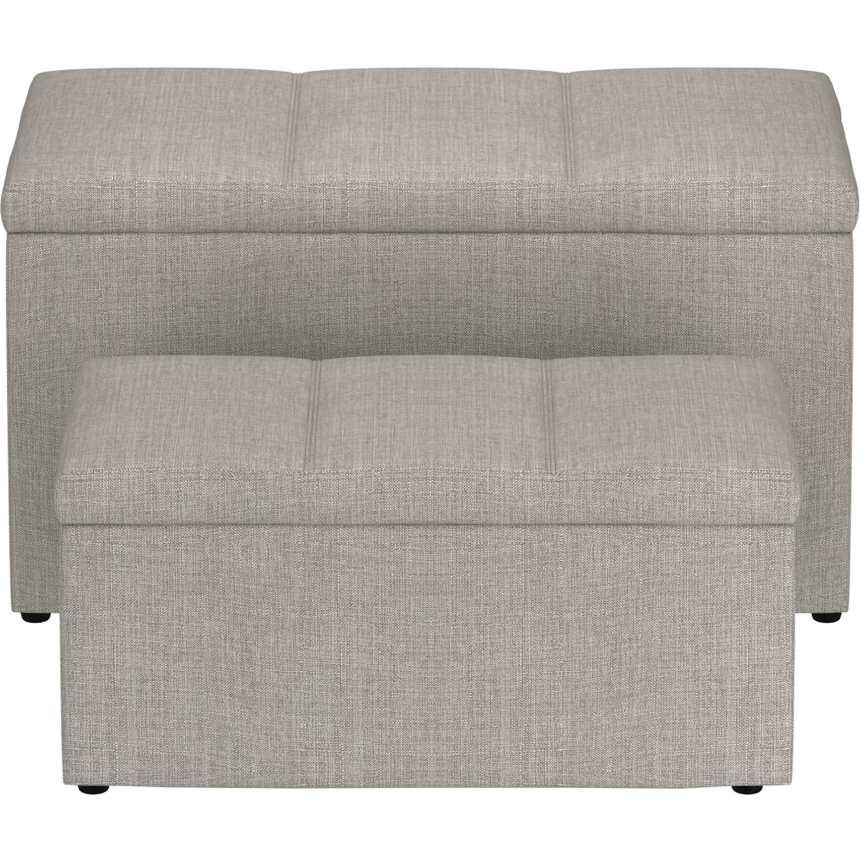 Worldwide Home Furnishings Levi 402-611LG 2 pc Rectangular Storage Ottoman Bench Set - Light Grey Fabric IMAGE 4
