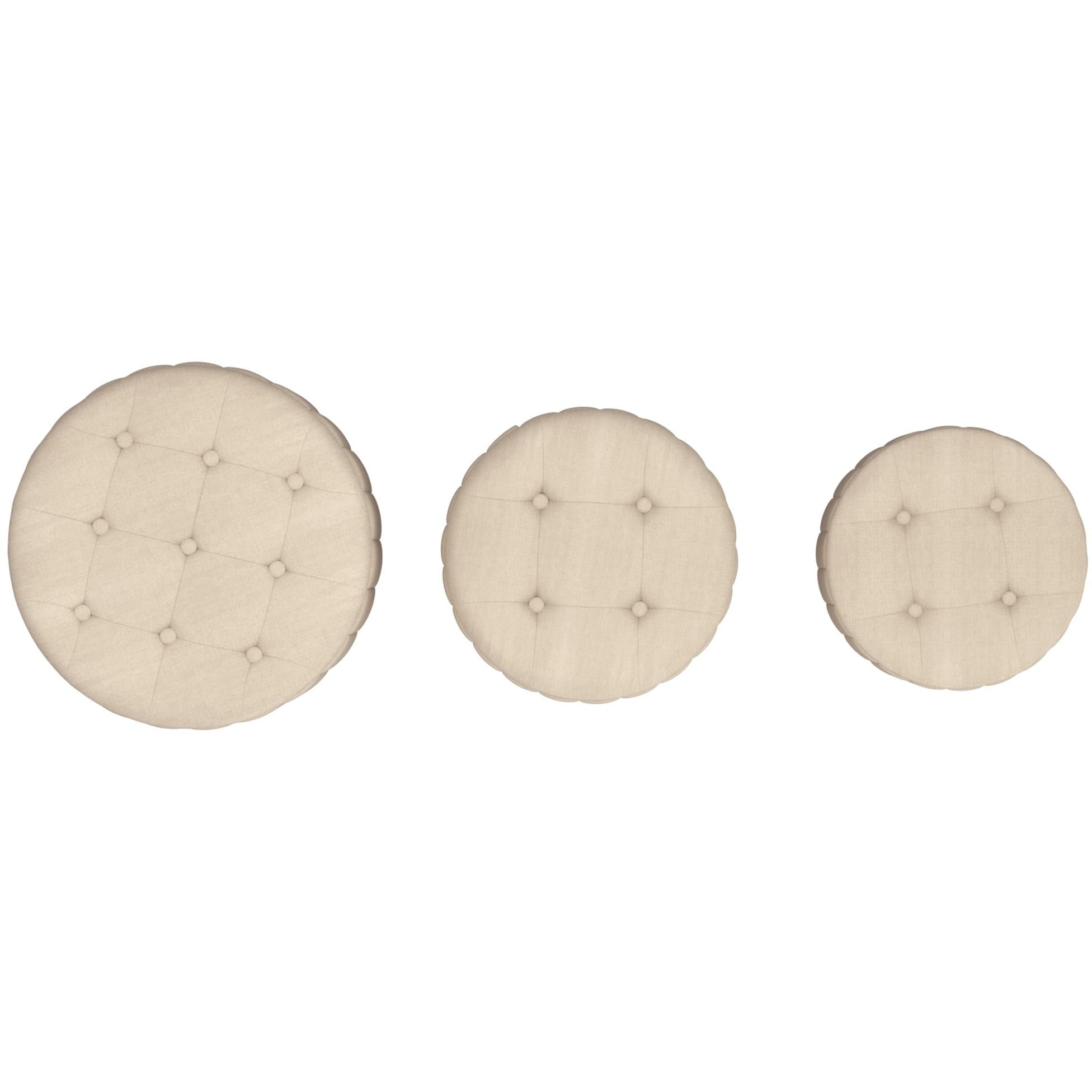 !nspire Lexi 402-173BG_BK 3 pc Round Storage Ottoman Set - Beige and Black IMAGE 3