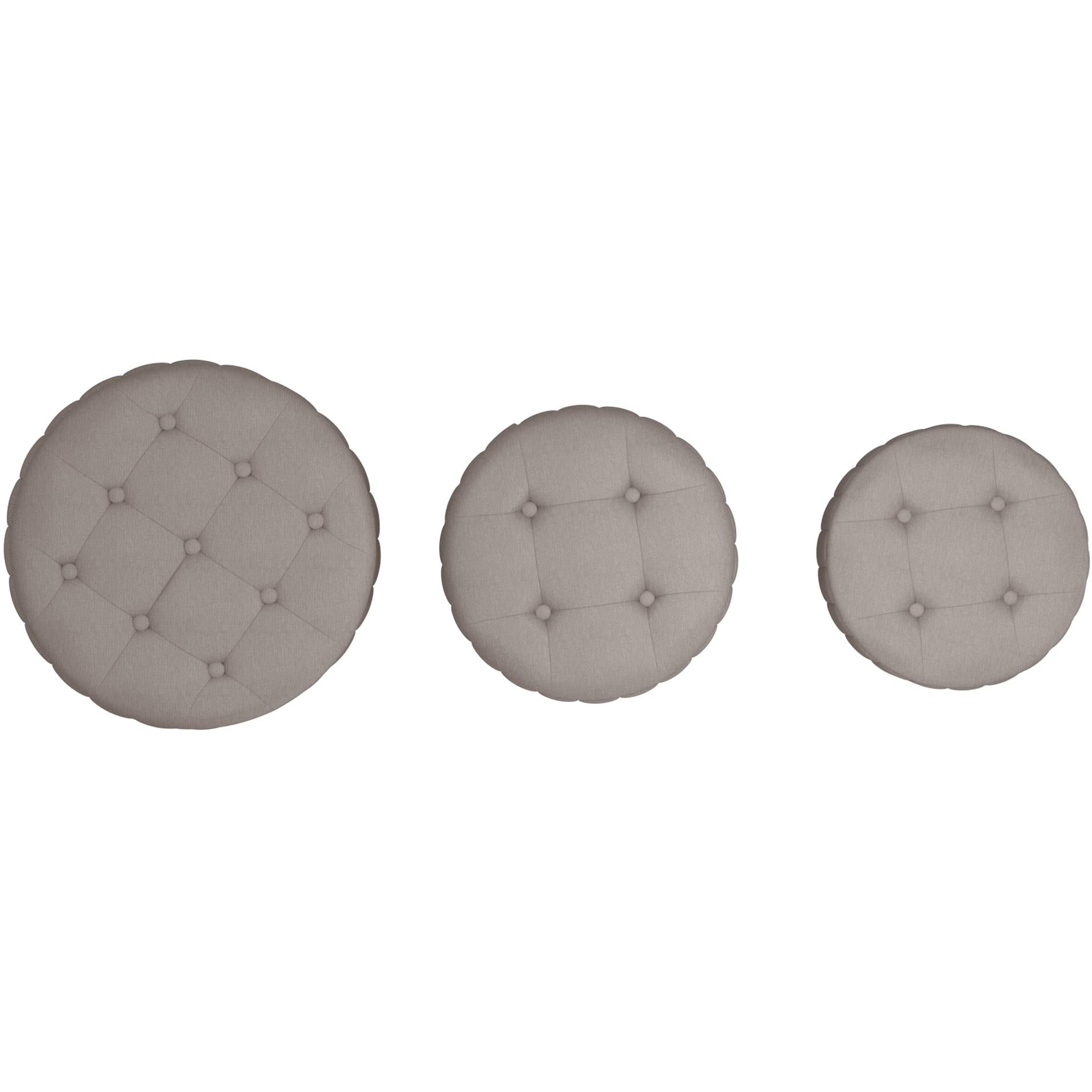 !nspire Lexi 402-173GY_BK 3 pc Round Storage Ottoman Set - Warm Grey and Black IMAGE 3