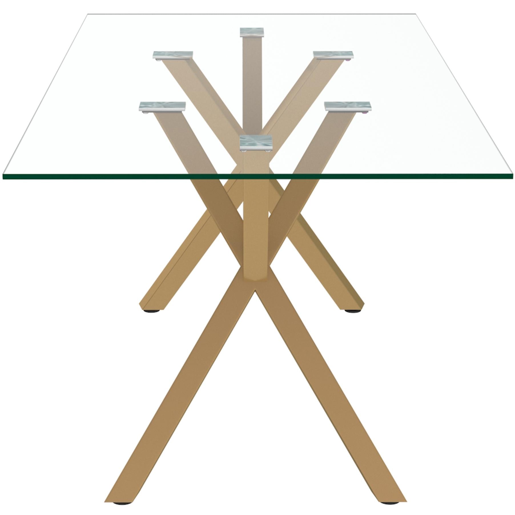 Worldwide Home Furnishings Stark/Cleo 207-535GL_636WT 7 pc Dining Set - Aged Gold with White Chair IMAGE 4