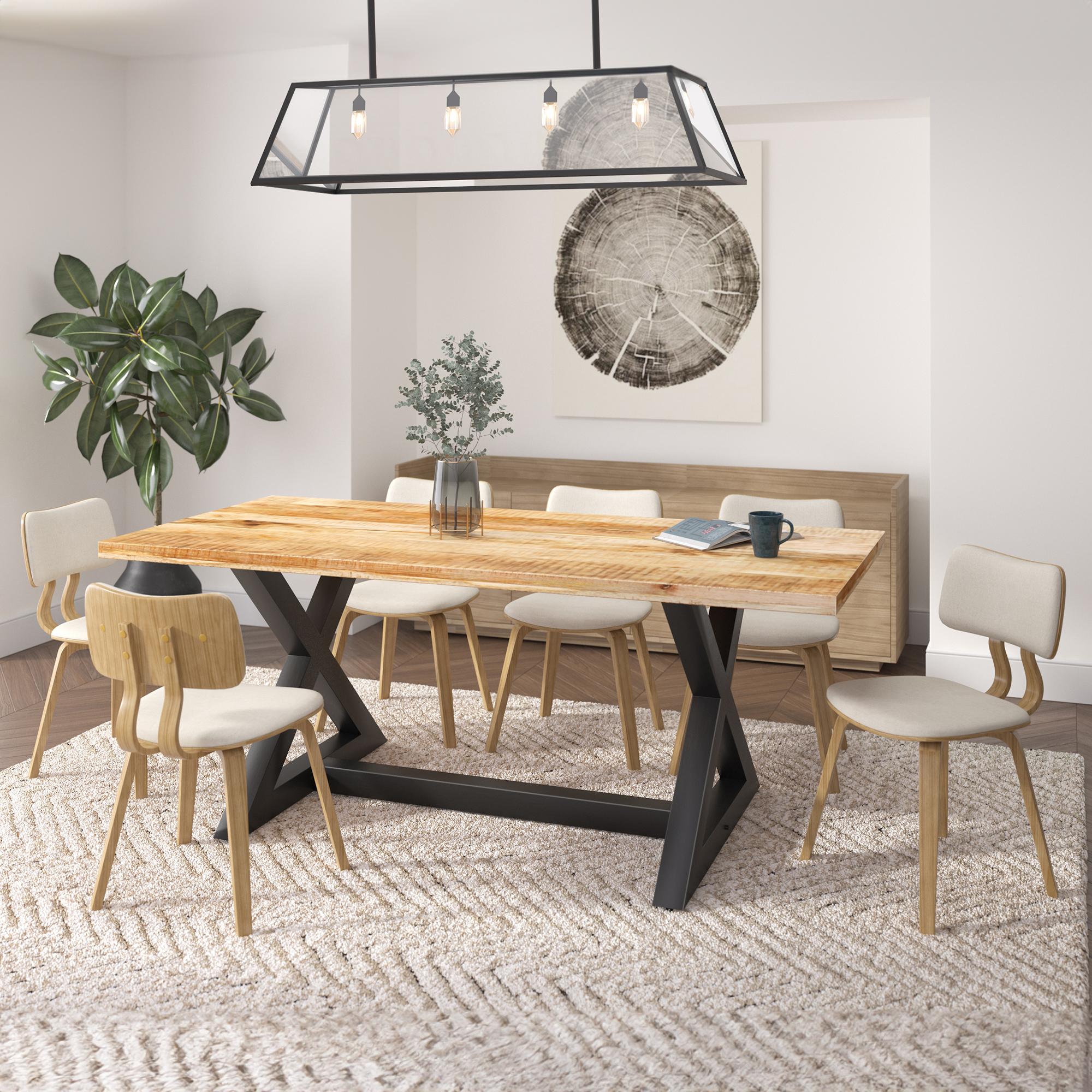 !nspire Zax/Zuni 207-147NATBK_581BG 7 pc Dining Set - Natural with Beige Chair IMAGE 1
